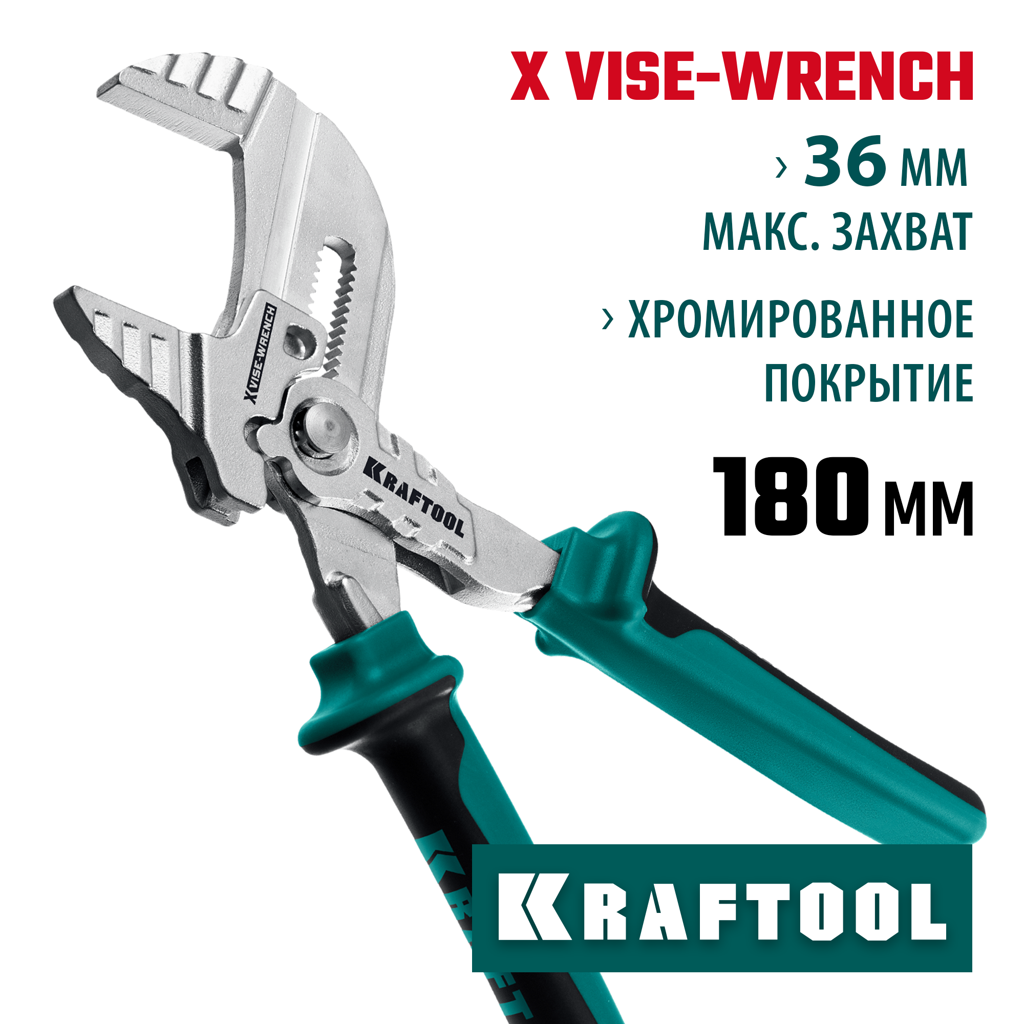 KRAFTOOL Vise-Wrench X, 180 мм, клещи переставные-гаечный ключ (22066) — фото 2