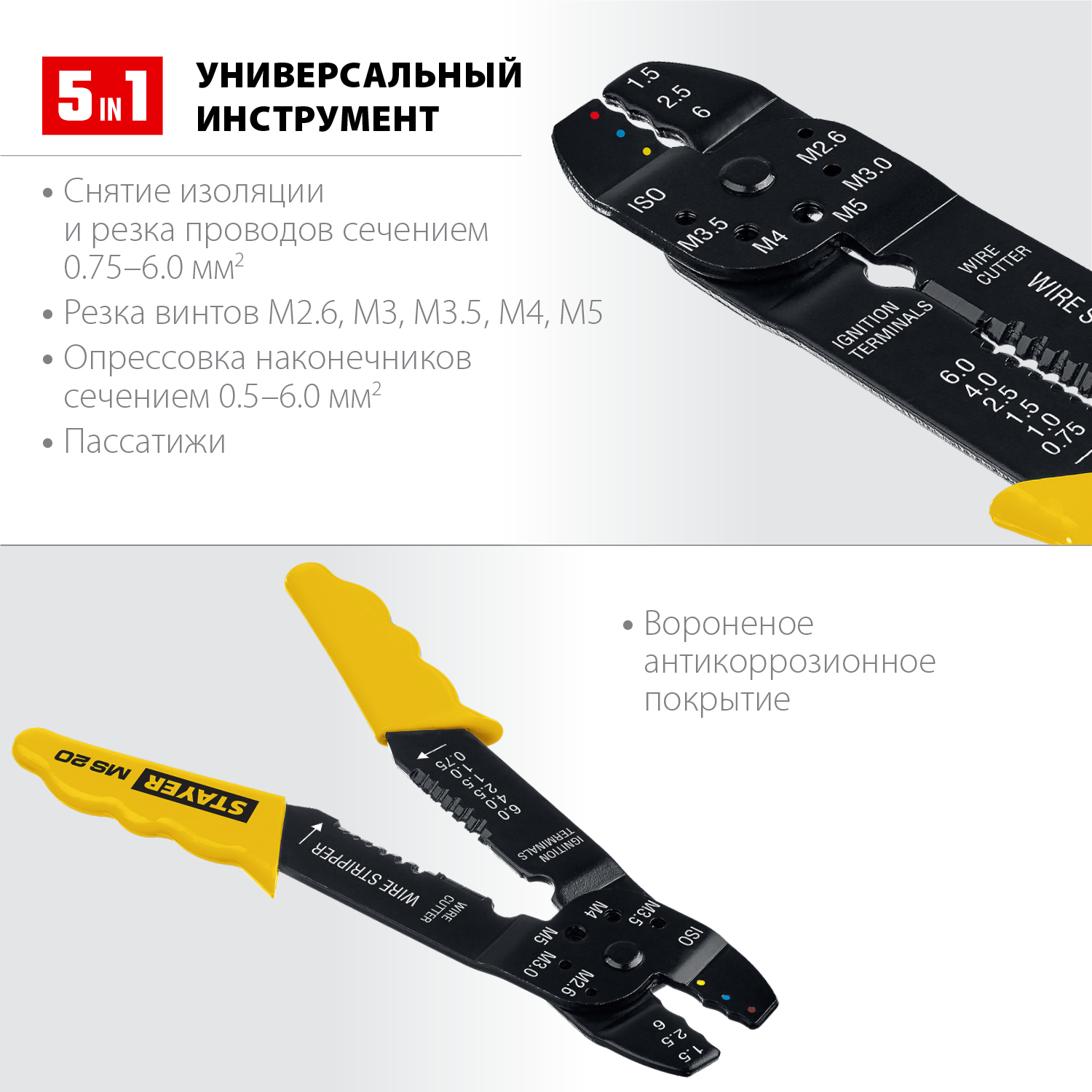 STAYER MS-20, 0.75 - 6 мм2, многофункциональный стриппер, Professional (2265-21) — фото 2