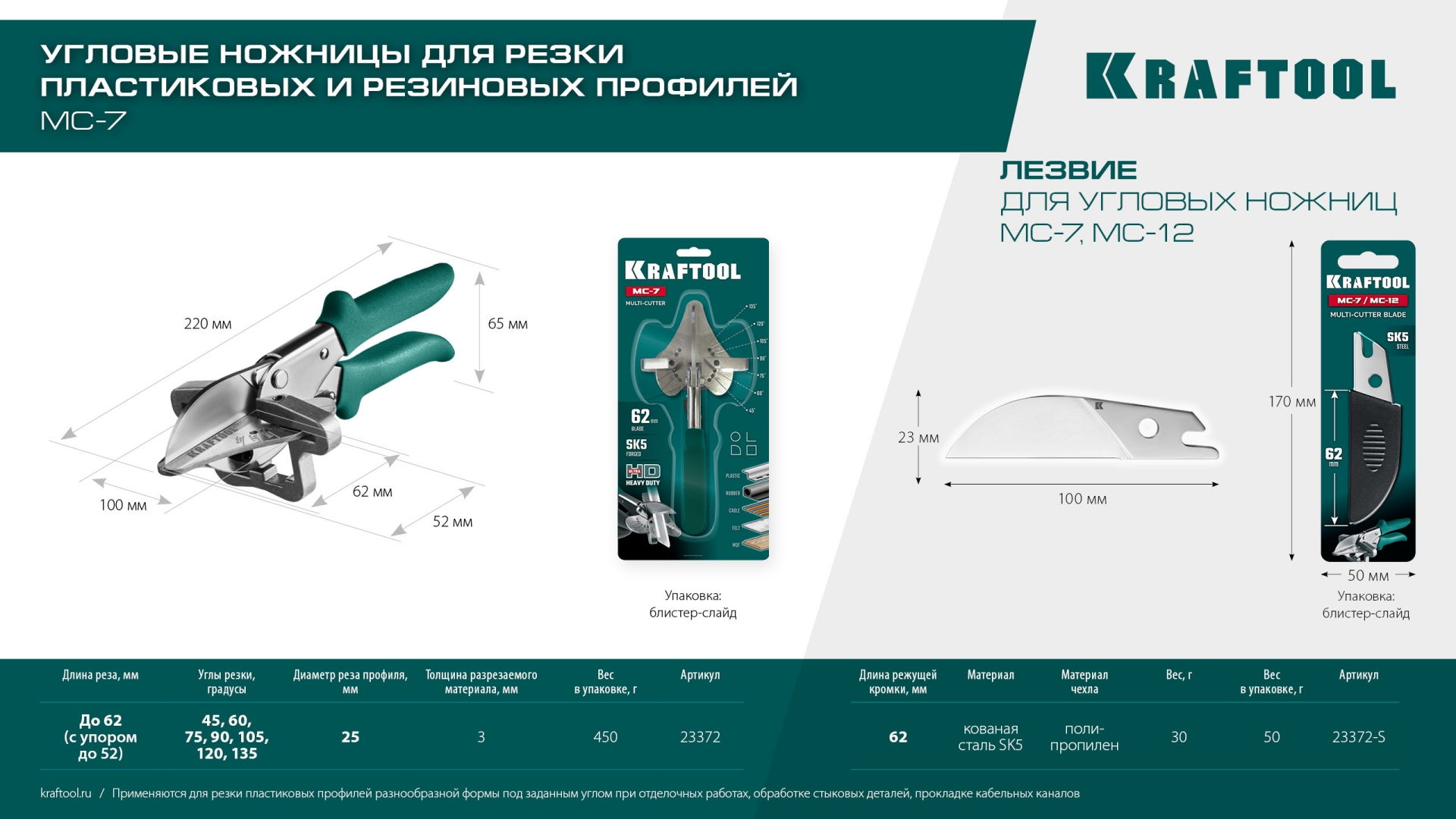 KRAFTOOL MC-7, угловые ножницы для пластмассовых и резиновых профилей (23372) — фото 17