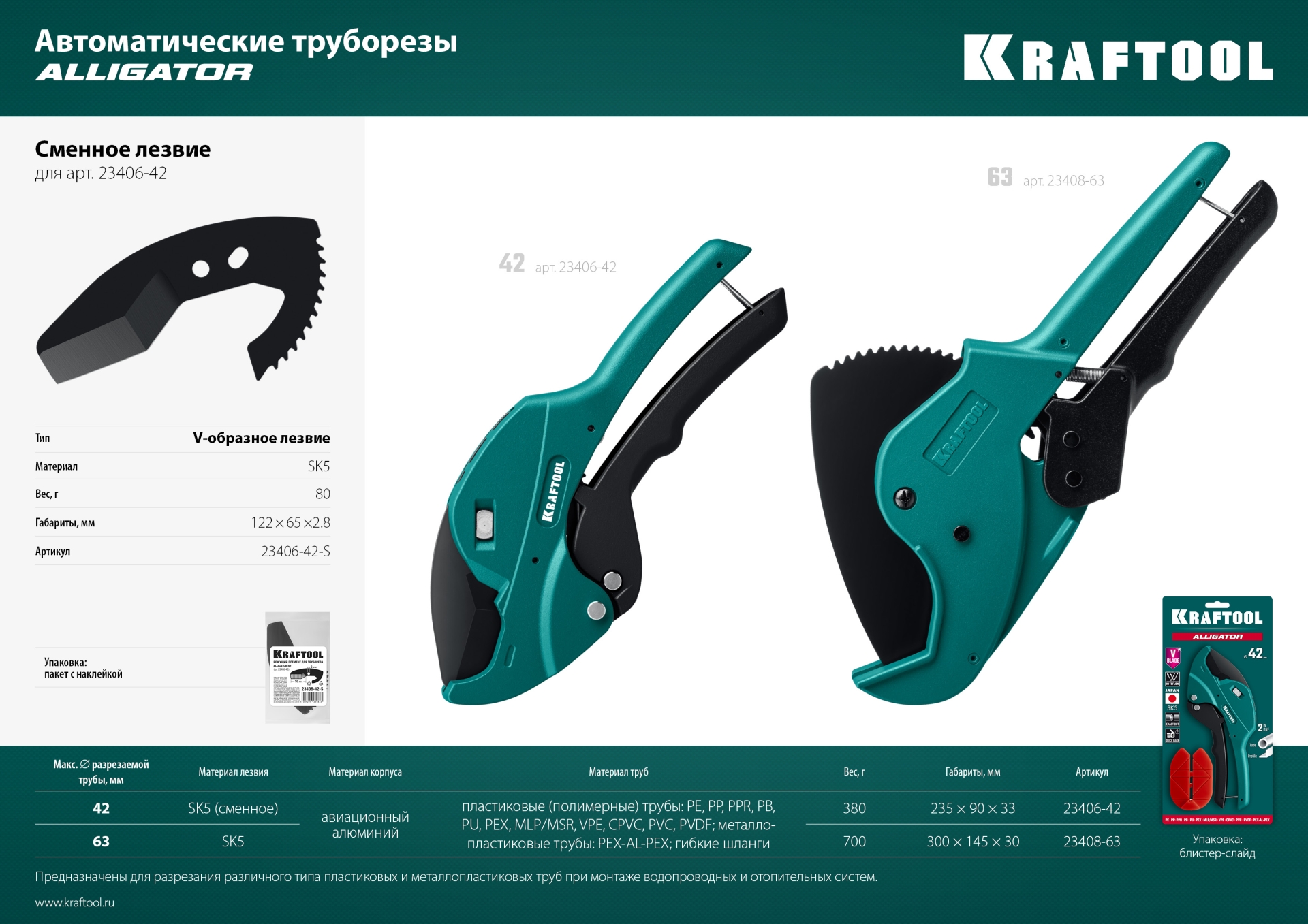 KRAFTOOL Alligator-63, до 63 мм, автоматический труборез по металлопластиковым и пластиковым трубам (23408-63) — фото 10