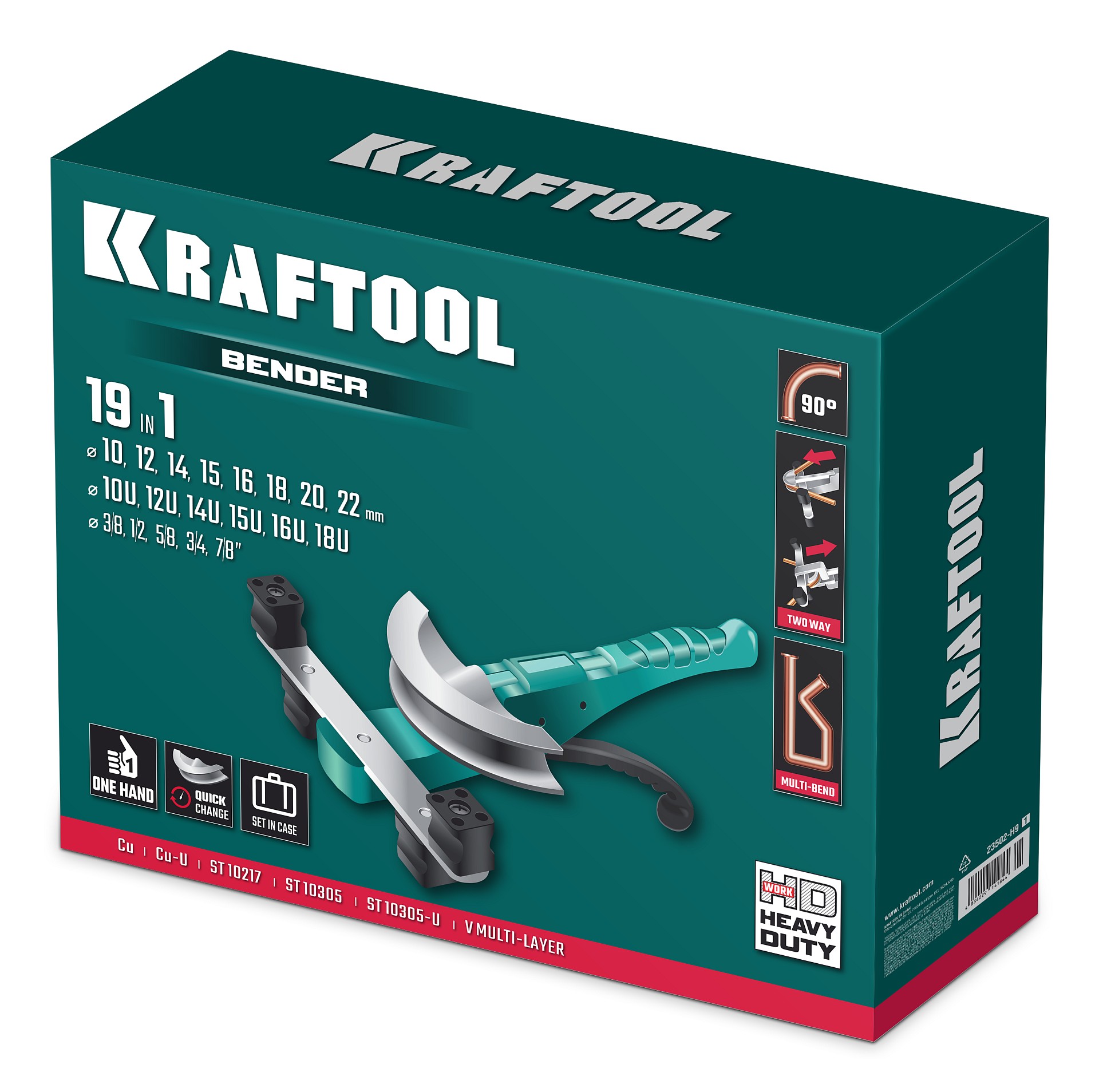 KRAFTOOL 19в1, 3/8 - 7/8”, 10 - 22мм, рычажный трубогиб арбалетного типа (23502-H9) — фото 7