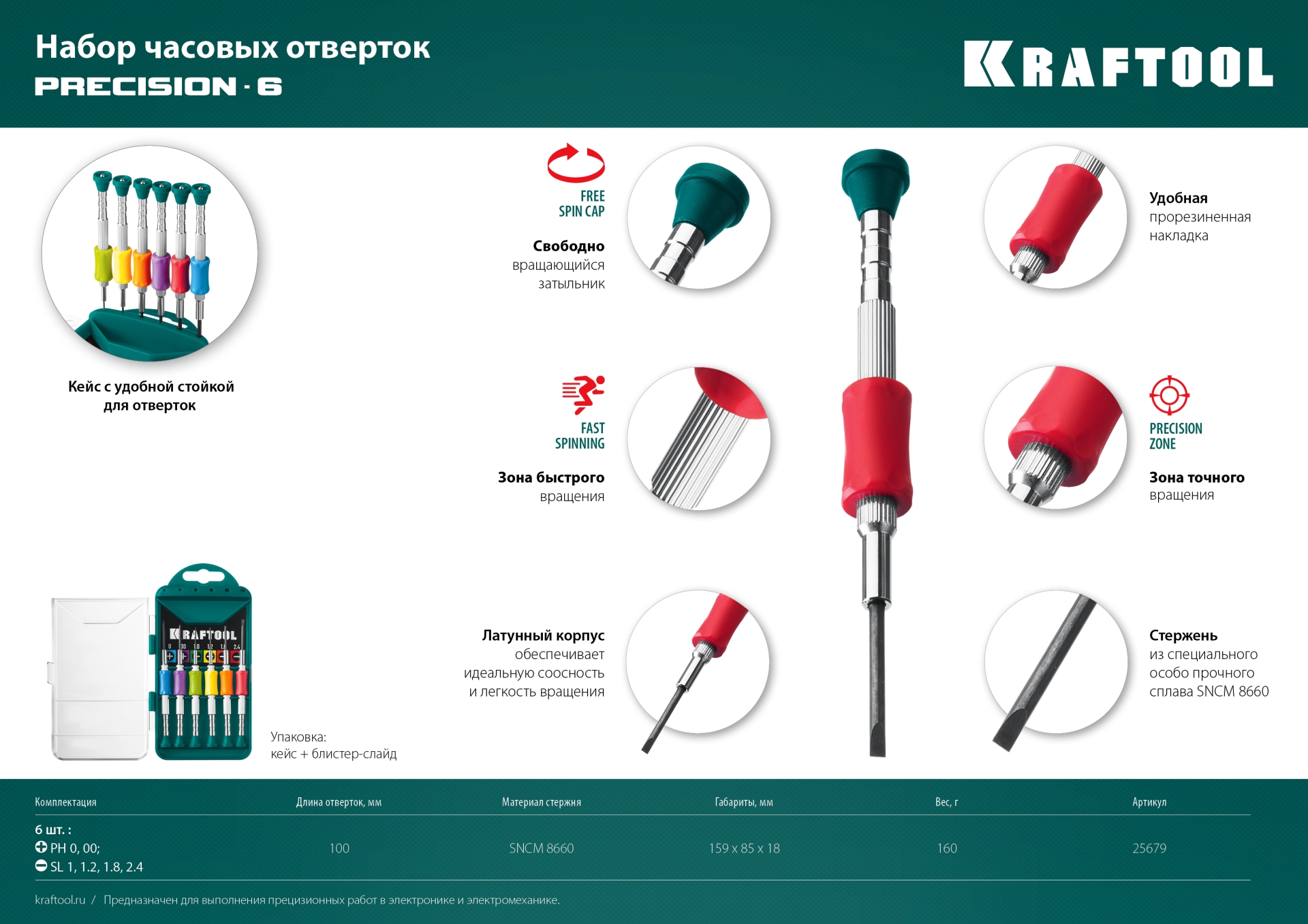 KRAFTOOL Precision-6, 6 предм., отвертка для точных работ (25679) — фото 13