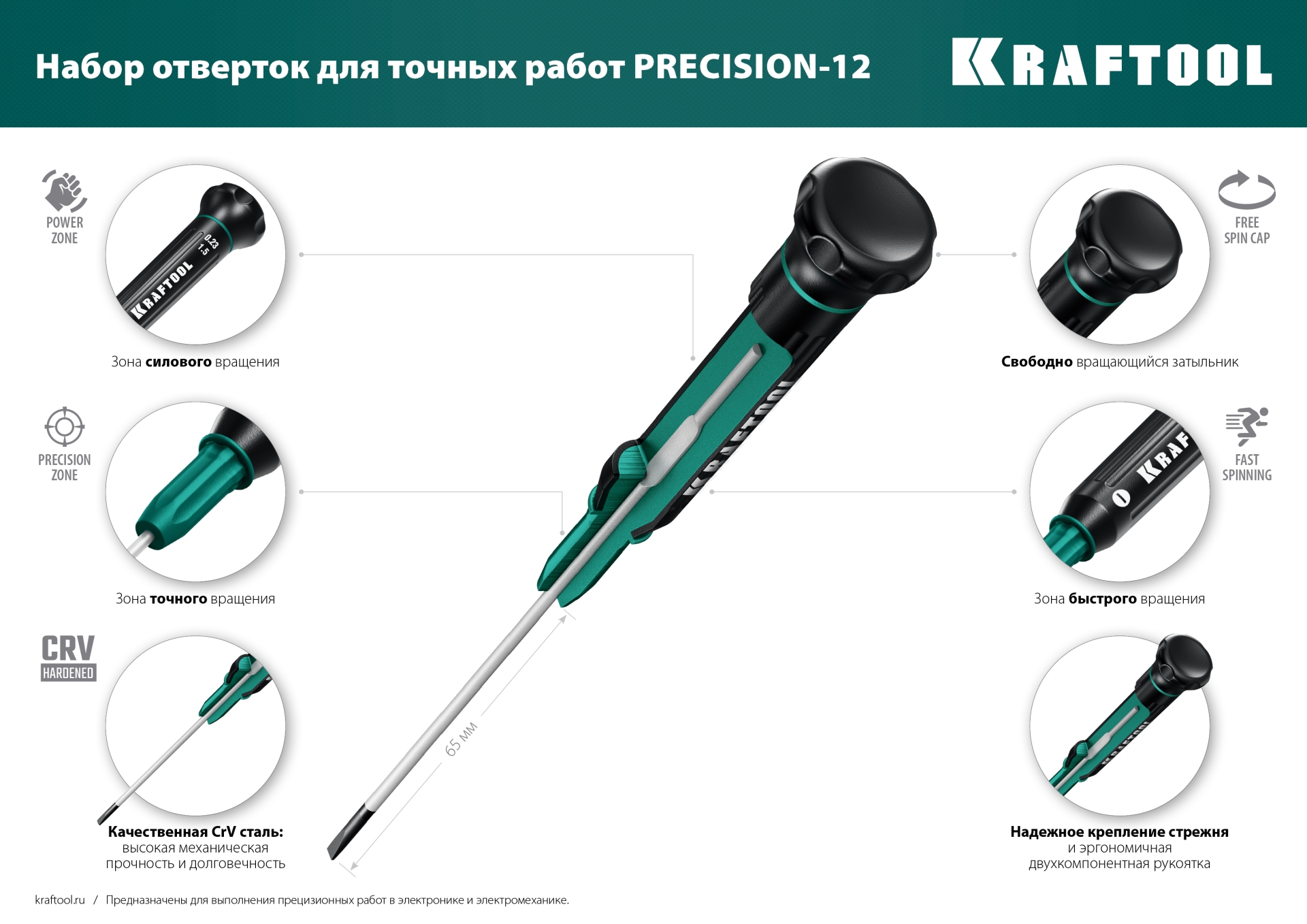 KRAFTOOL Precision-12, 12 предм., для точных работ, набор отверток (25689) — фото 12
