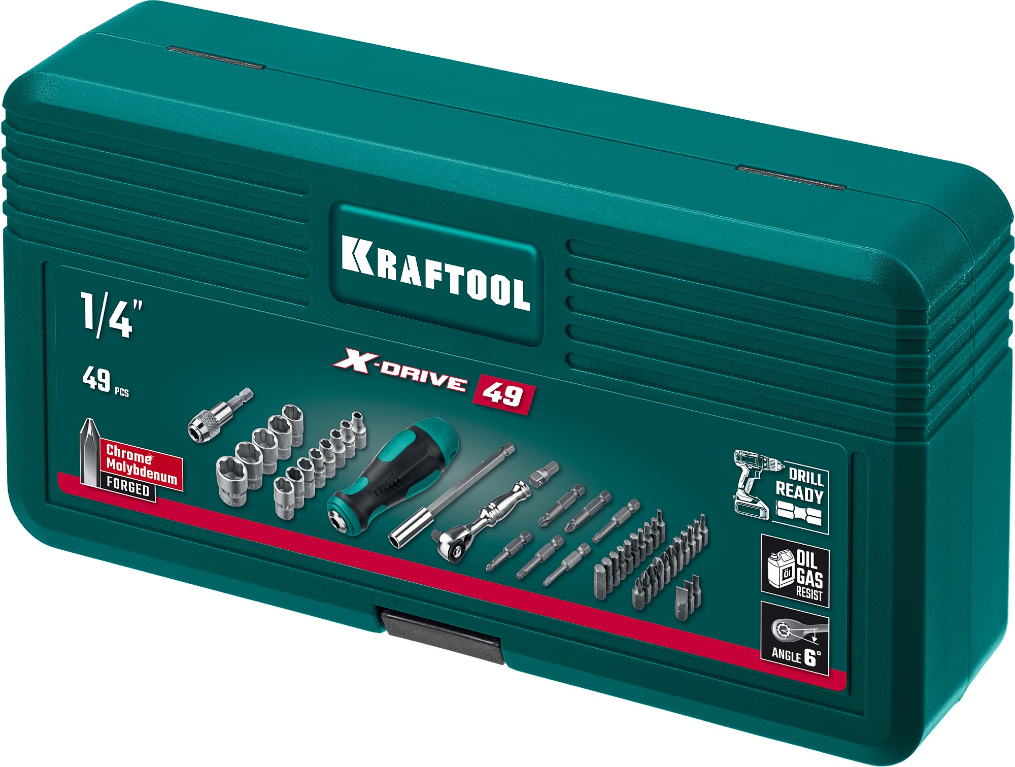 KRAFTOOL X-Drive-49, 49 шт, набор бит и головок с битодержателем и трещоткой (25816) — фото 6