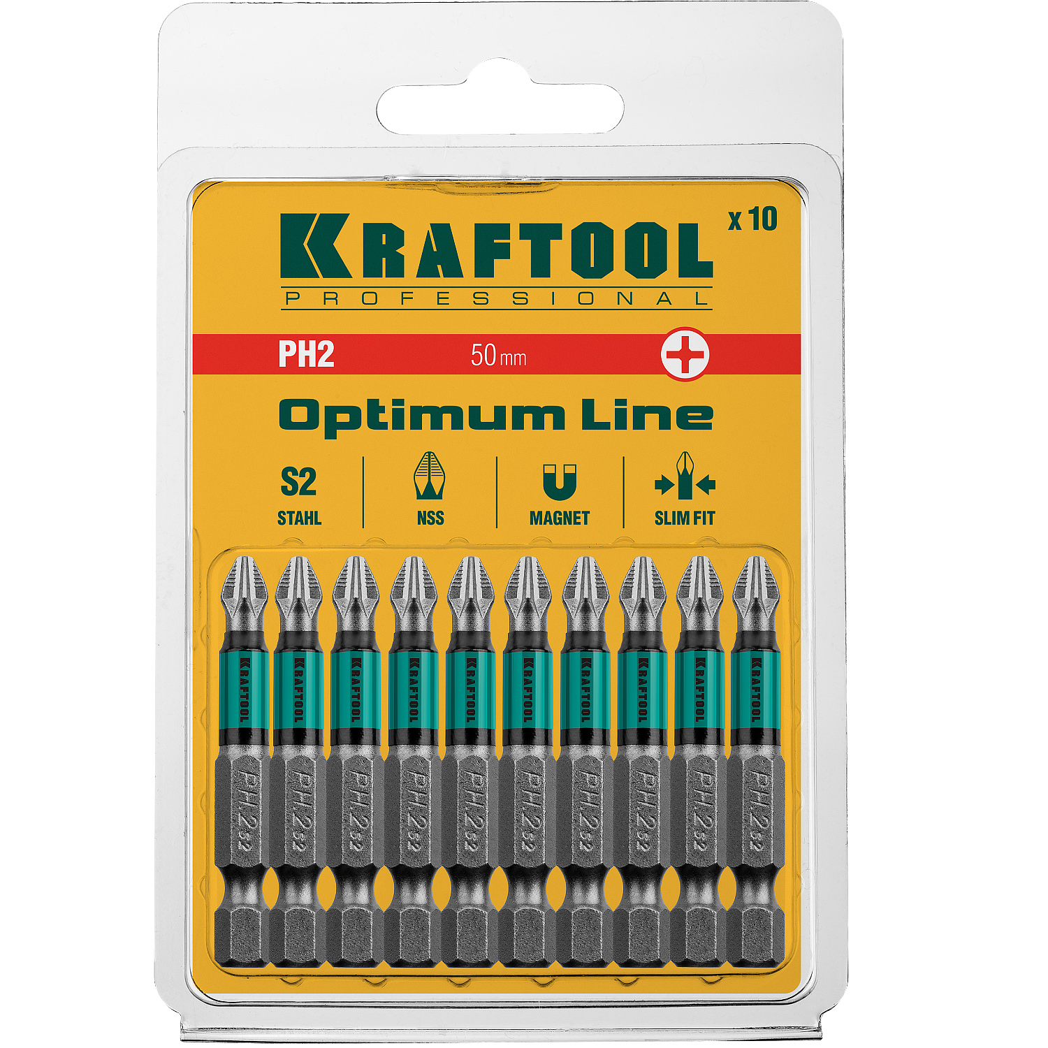 KRAFTOOL Optimum, PH2, 50 мм, 10 шт, биты (26122-2-50-10) — фото 3