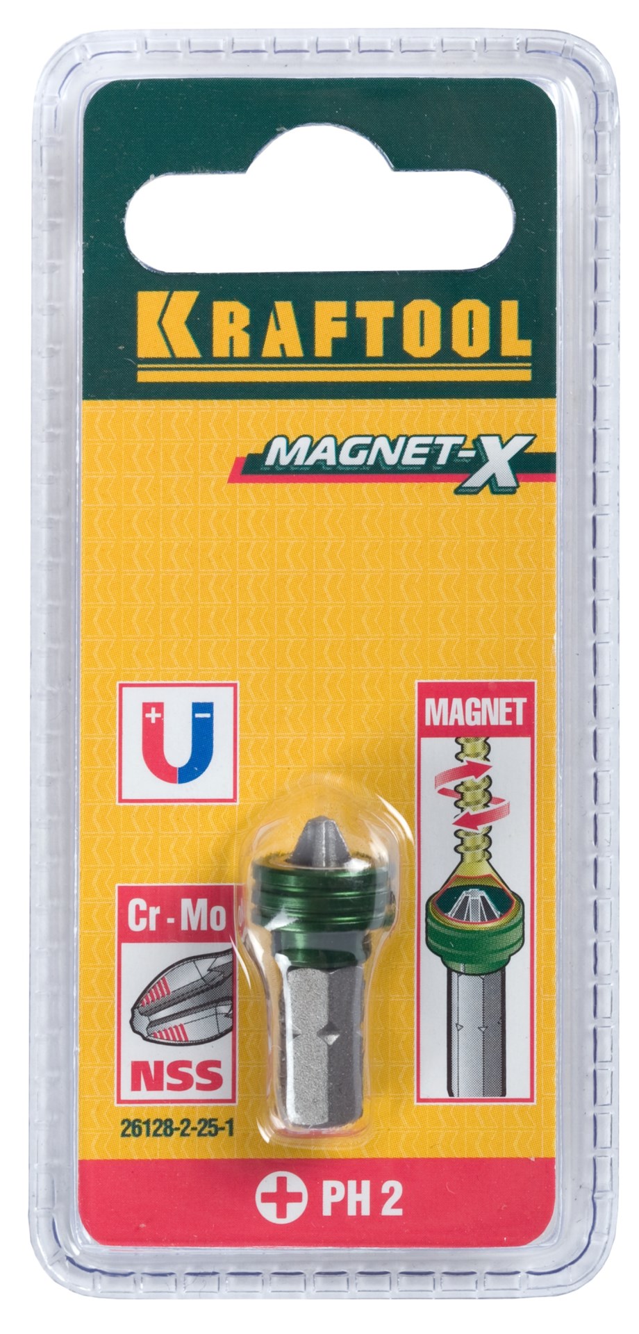 KRAFTOOL Magnet-X PH2, 25 мм, 1 шт, бита с магнитным держателем-ограничителем (26128-2-25-1) — фото 2