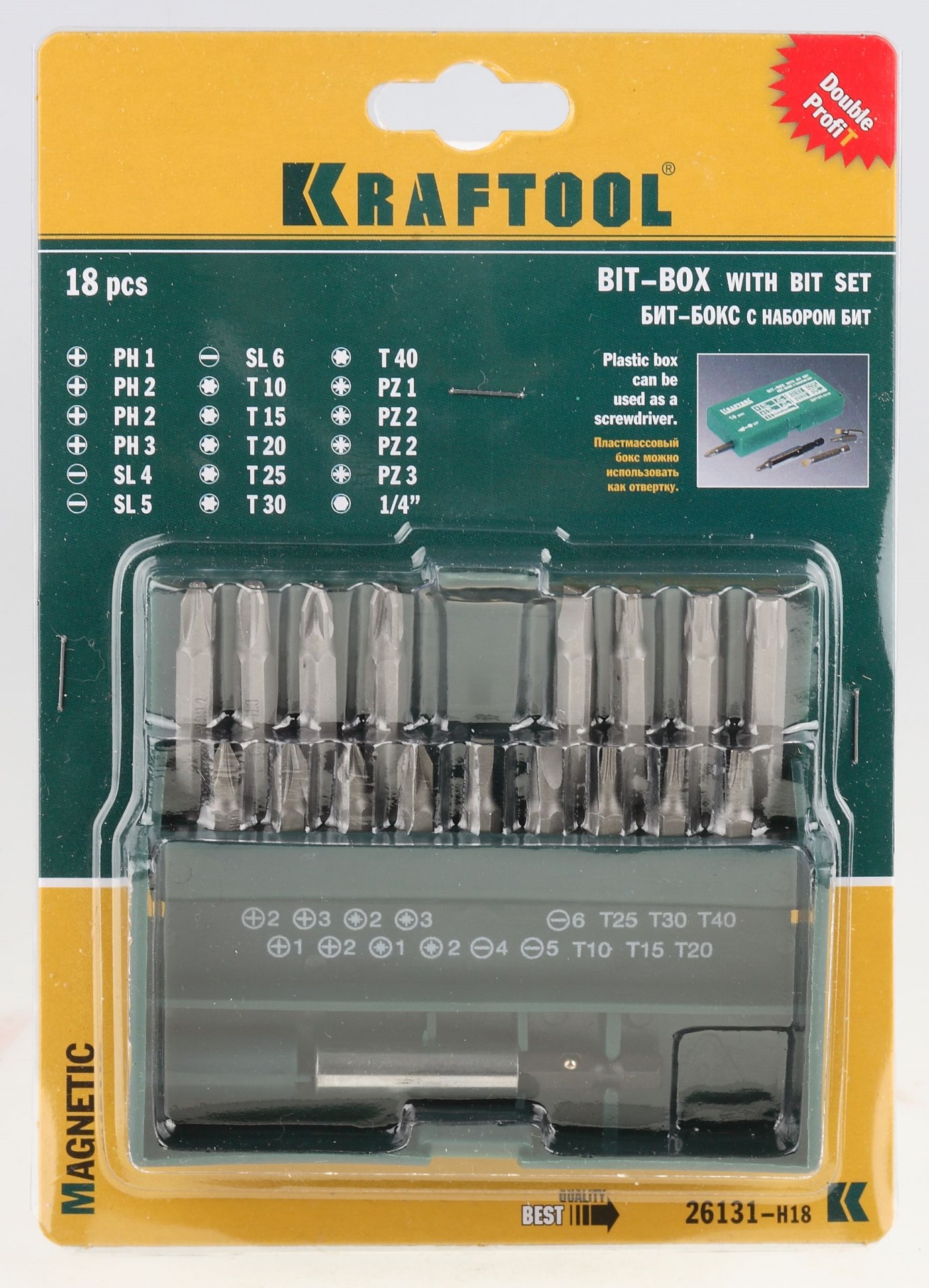 KRAFTOOL 18 шт, с магнитным адаптером, набор бит (26131-H18) — фото 2