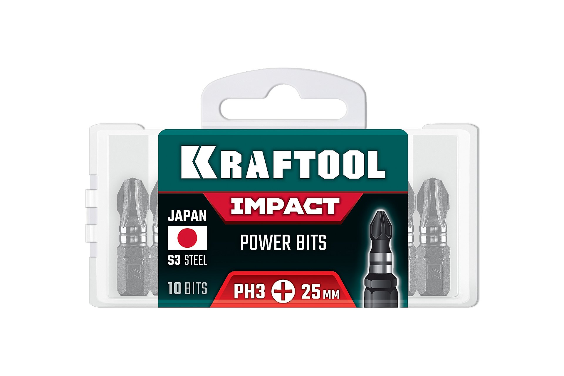 KRAFTOOL Impact PH 3, 25 мм, 10 шт, ударные биты (26191-3-25-S10) — фото 2