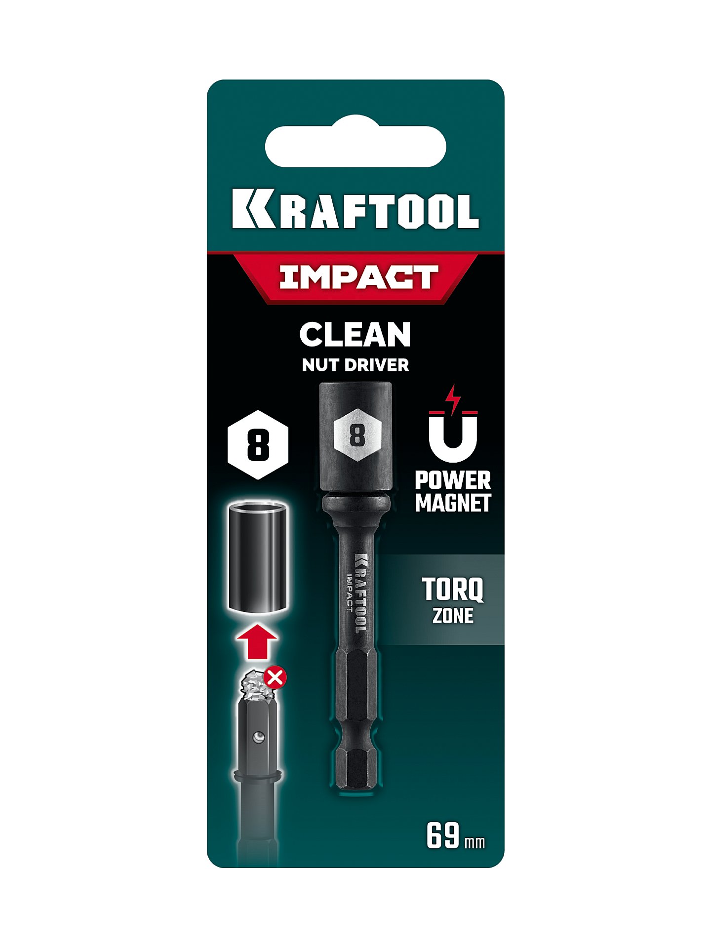 KRAFTOOL CLEAN “Nut driver”, 8 мм, бита с торцовой головкой (26371-08) — фото 4