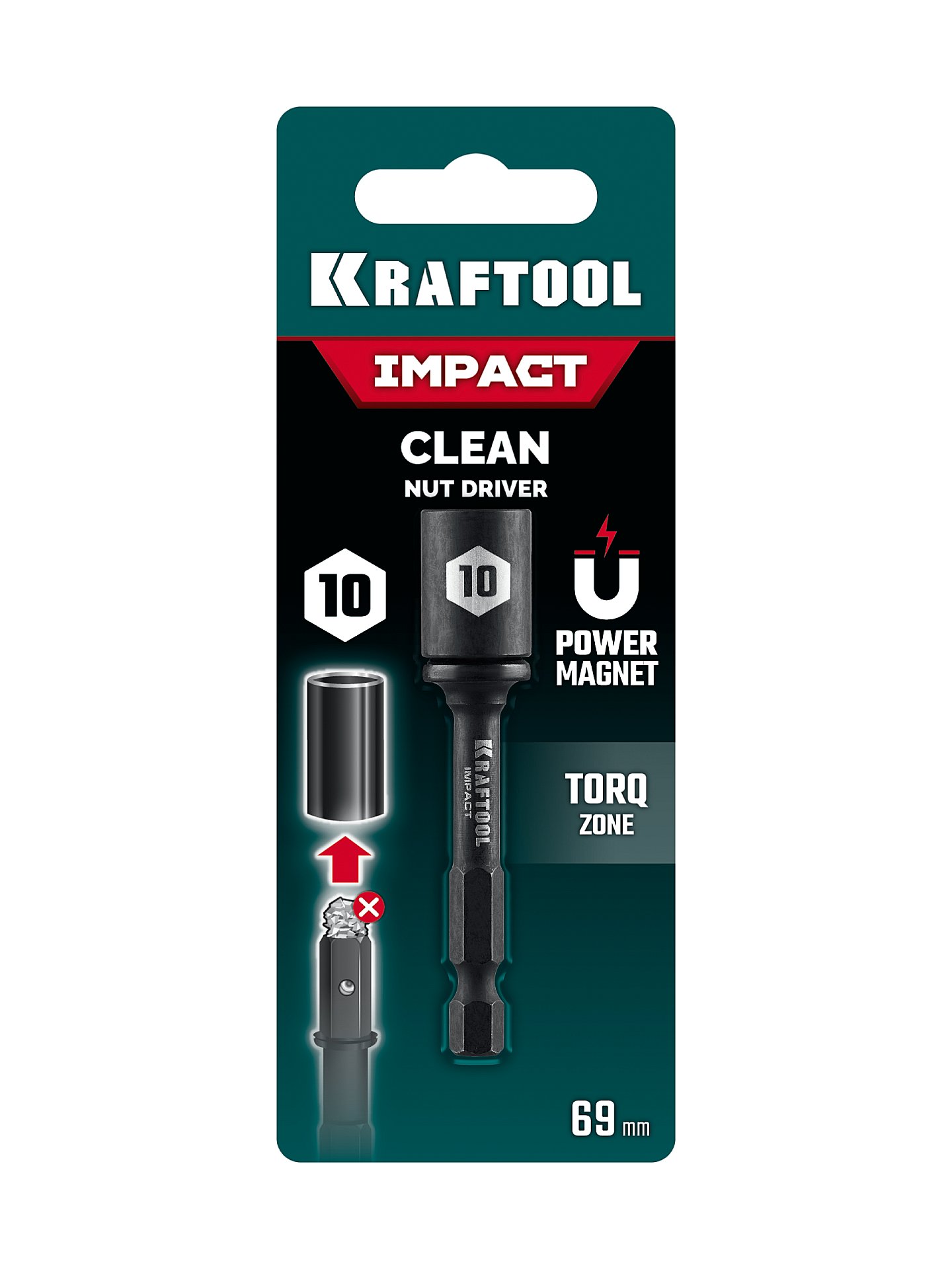 KRAFTOOL CLEAN “Nut driver”, 10 мм, бита с торцовой головкой (26371-10) — фото 4