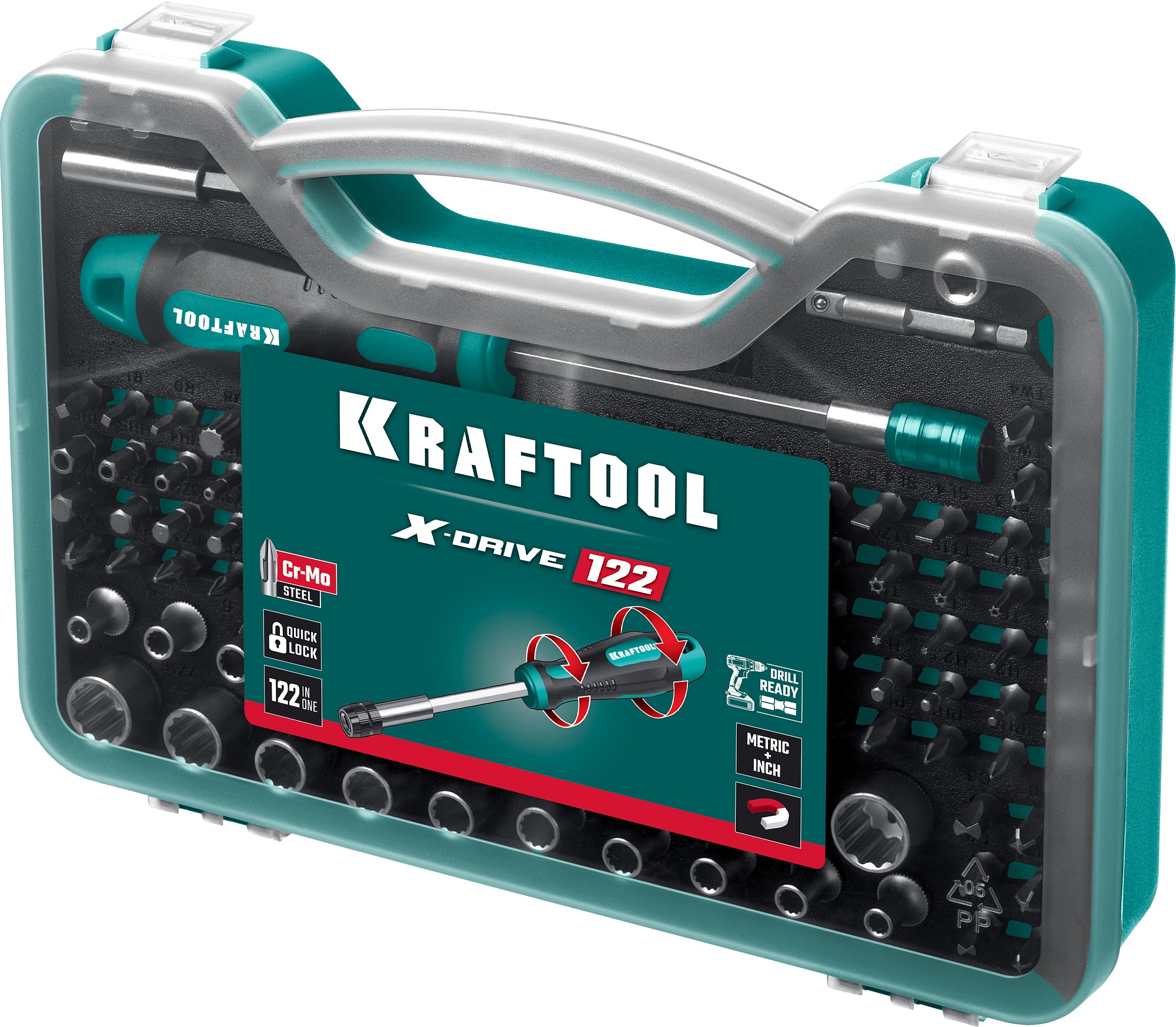 KRAFTOOL X-Drive-122, 122 шт, набор: отвертка-битодержатель с насадками (26816) — фото 3