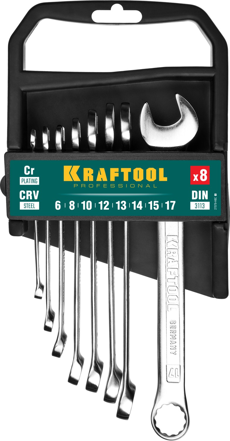 KRAFTOOL 8 шт, 6 - 17 мм, набор комбинированных гаечных ключей (27079-H8C) — фото 2