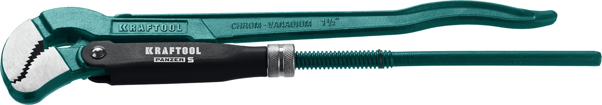 KRAFTOOL PANZER-S, №2, 1.5″, 440 мм, трубный ключ с изогнутыми губками (2733-15)