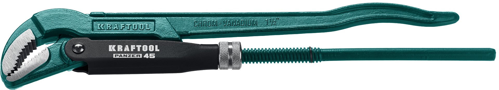 KRAFTOOL PANZER-45, №2, 1.5″, 440 мм, трубный ключ с изогнутыми губками (2735-15)