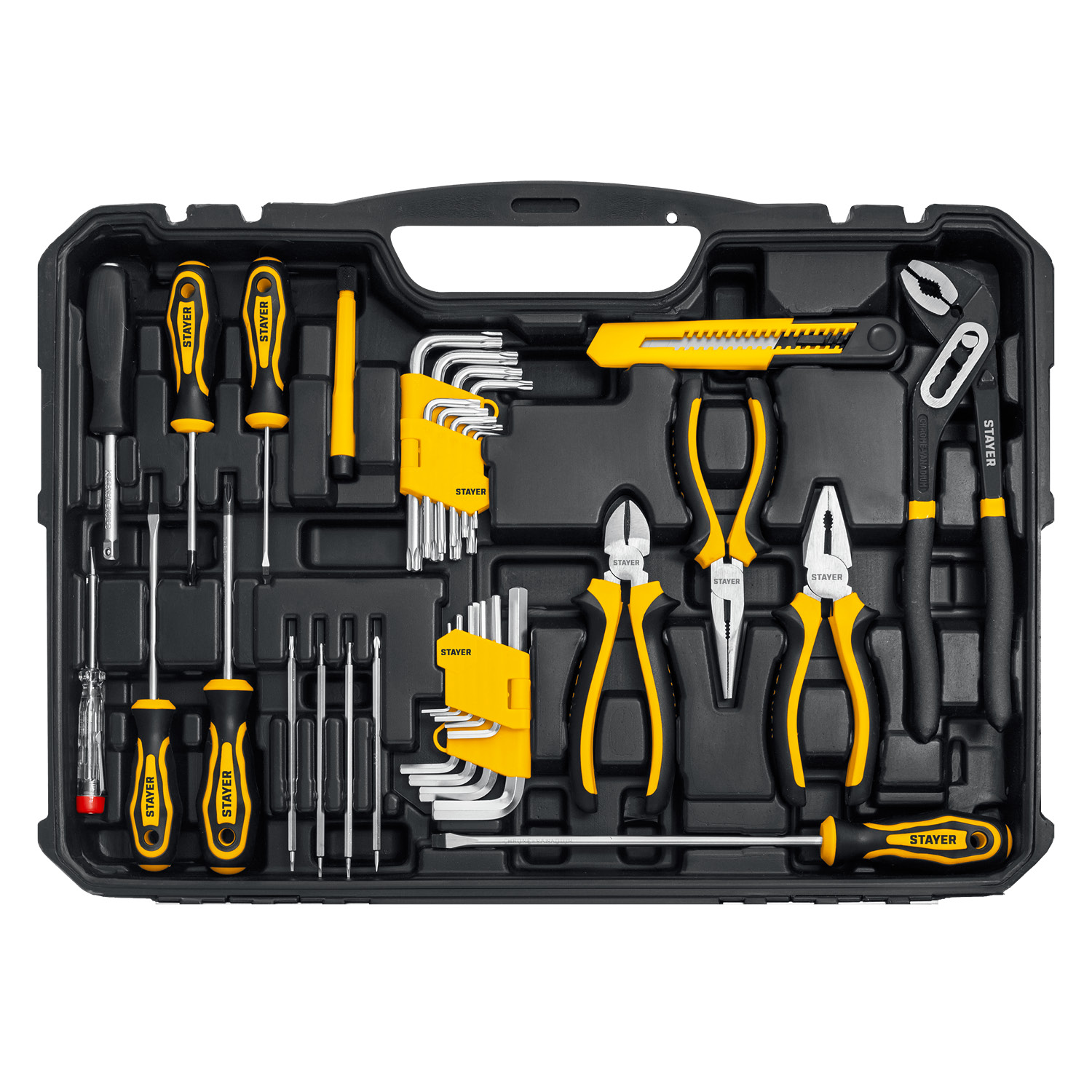 STAYER UNIVERSAL 150, 150 предм., (1/2″+ 1/4″), универсальный набор инструмента, Professional (27710-H150) — фото 6