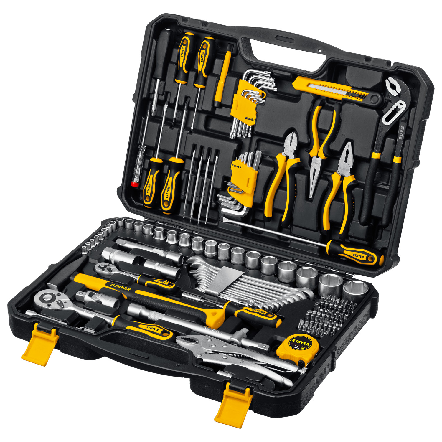 STAYER UNIVERSAL 150, 150 предм., (1/2″+ 1/4″), универсальный набор инструмента, Professional (27710-H150) — фото 8