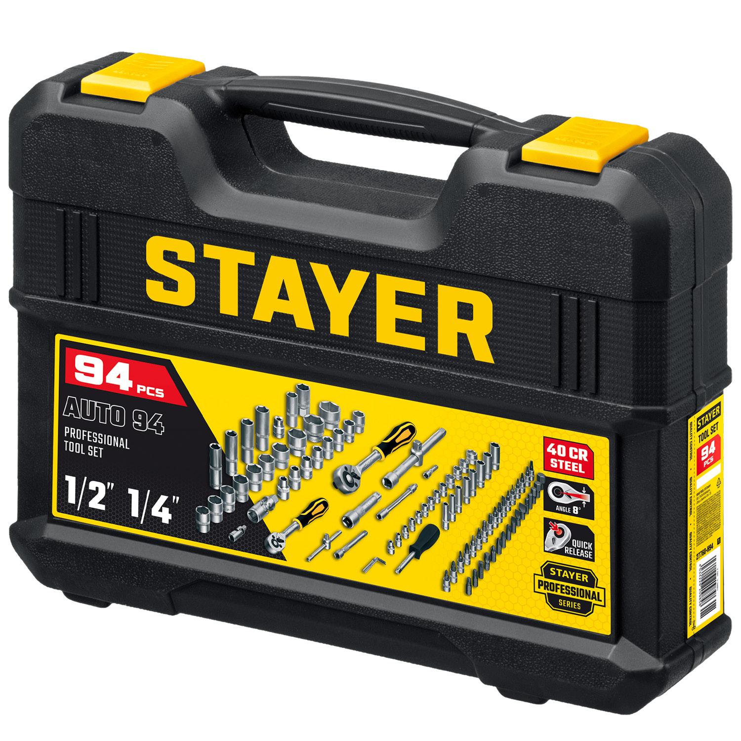 STAYER AUTO 94, 94 предм., (1/2″+1/4″), универсальный набор инструмента, Professional (27760-H94) — фото 9