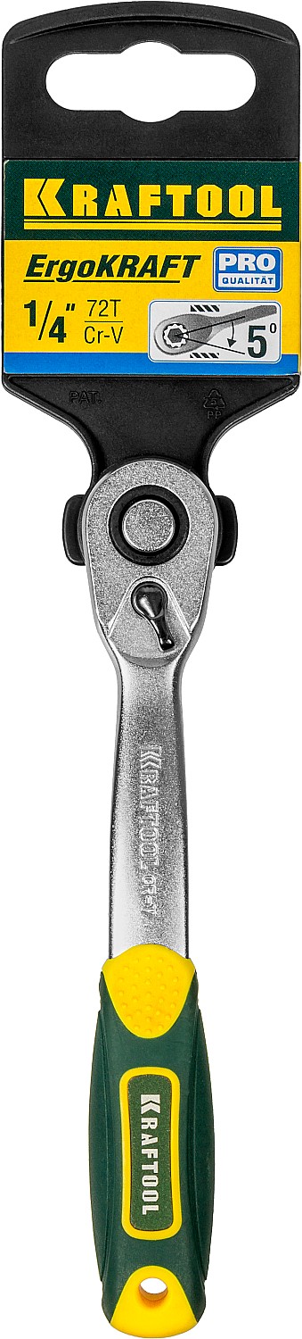 KRAFTOOL 1/4″, 72 зубца, изогнутая трещотка для торцовых головок, Pro (27795-1/4) — фото 5