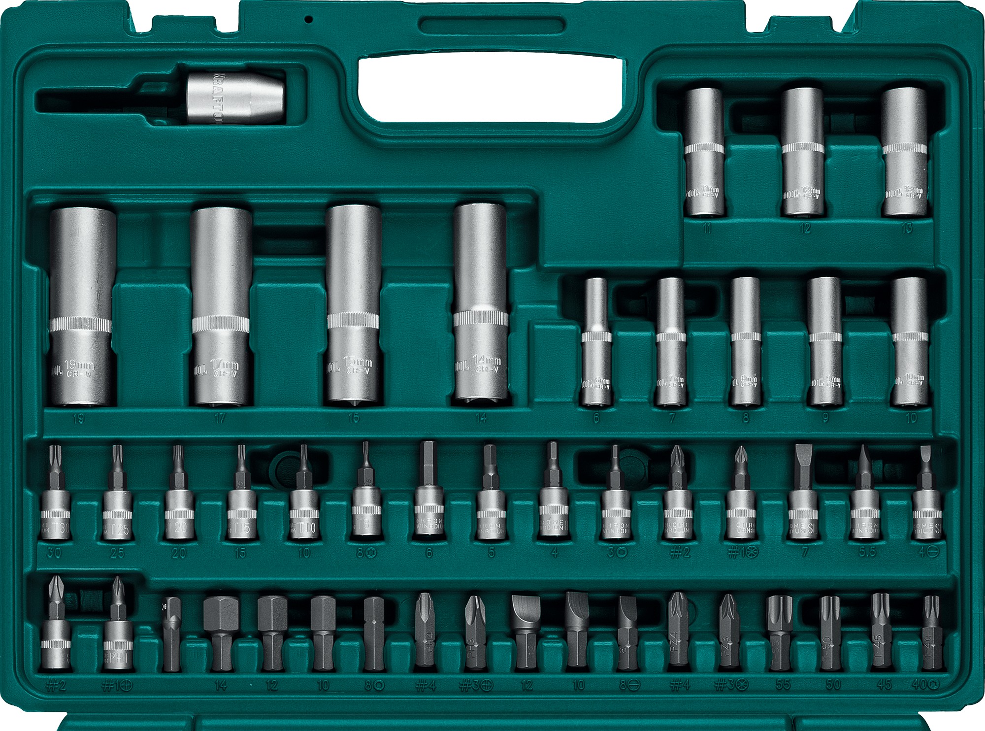 KRAFTOOL X-Drive 94, 94 предм., (1/2″+1/4″), универсальный набор инструмента (27883-H95) — фото 3