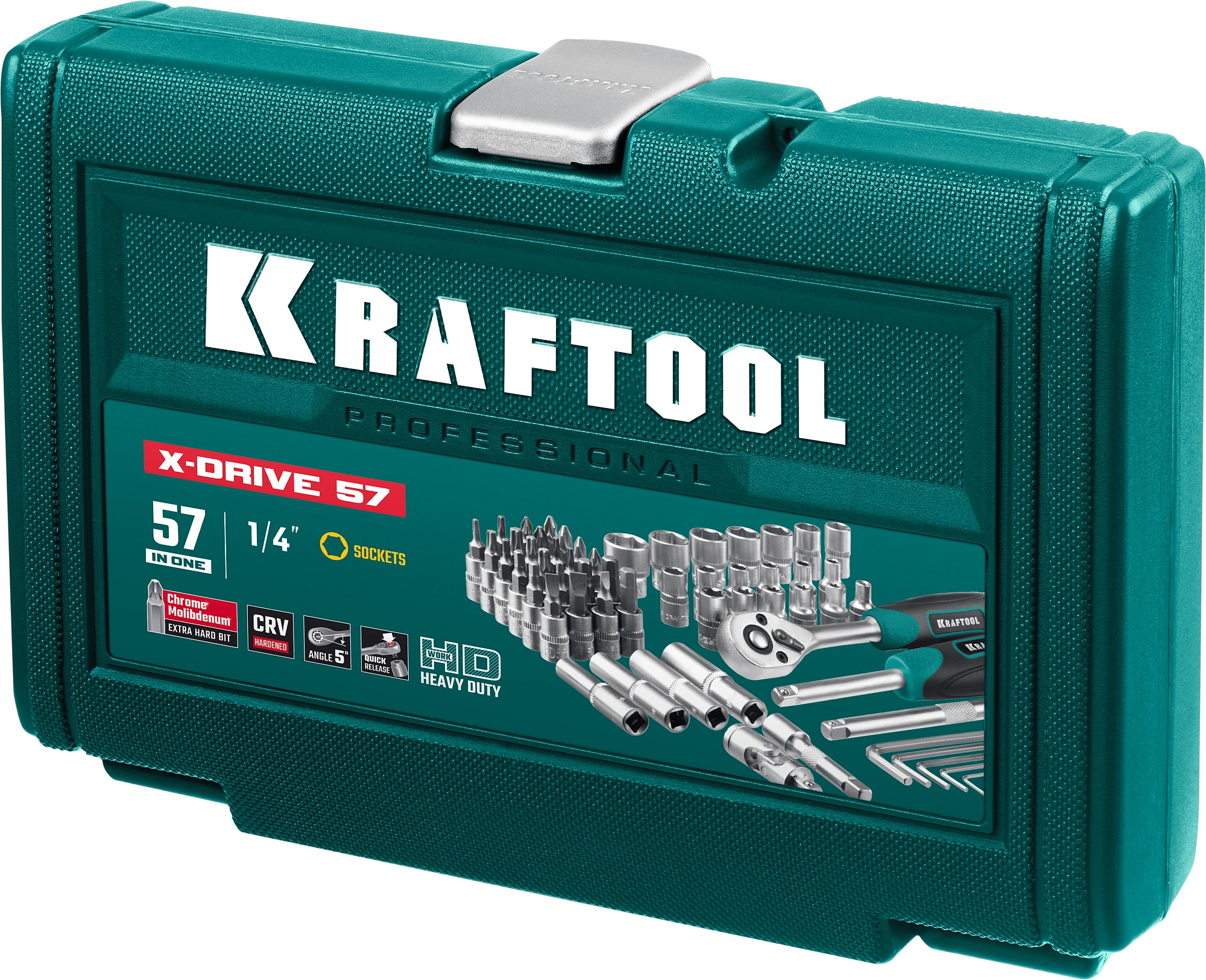 KRAFTOOL X-Drive, 57 предм., (1/4″), универсальный набор инструмента (27885-H57) — фото 13