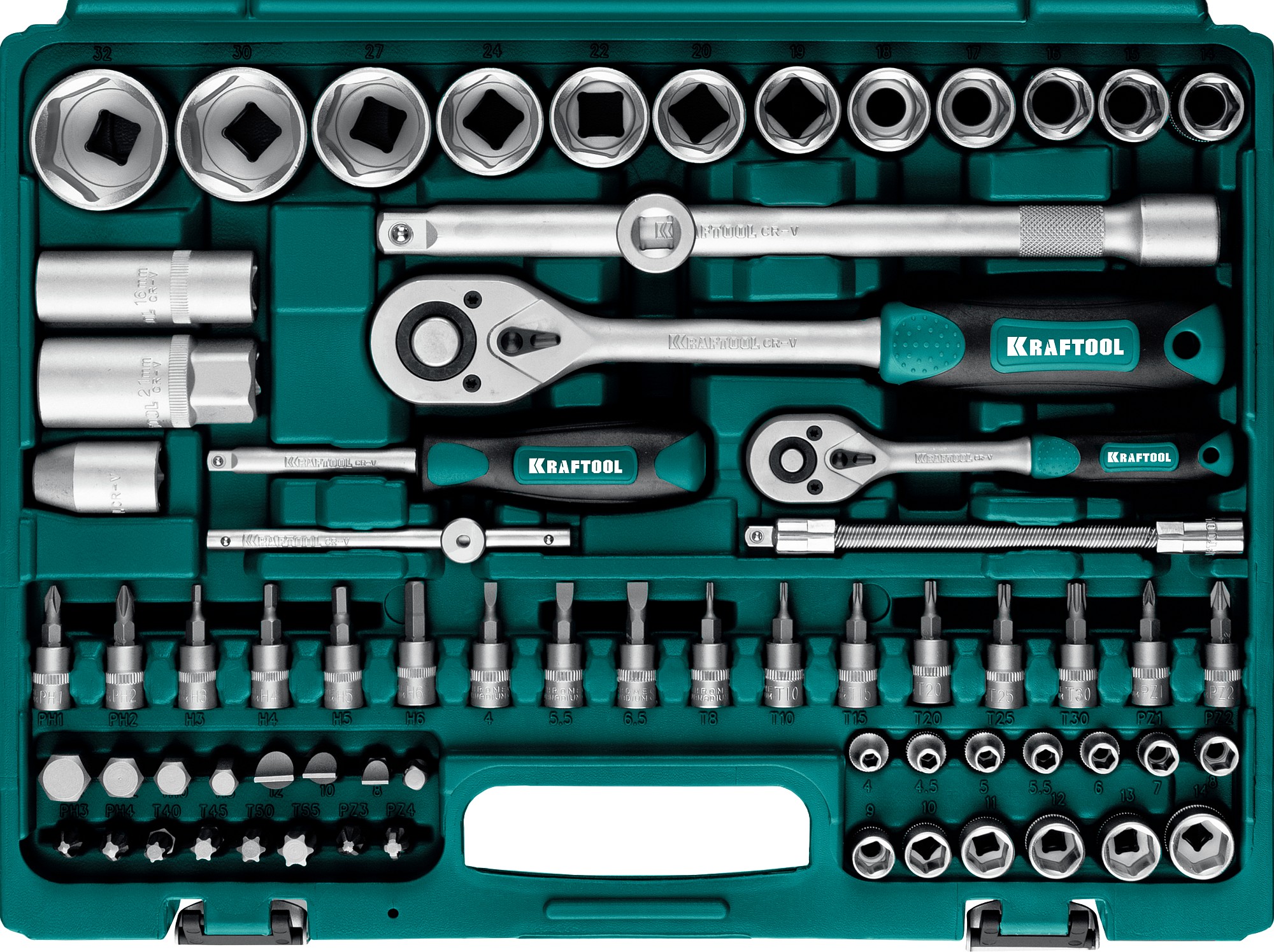 KRAFTOOL X-Drive 82, 82 предм., (1/2″+1/4″), универсальный набор инструмента (27887-H82) — фото 4