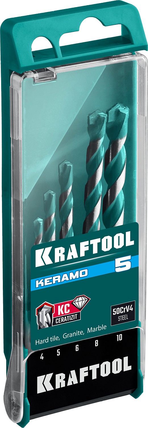 KRAFTOOL Keramo, 5 шт: 4-5-6-8-10 мм набор сверл по керамограниту с твердосплавной пластиной (29175-H5) — фото 5
