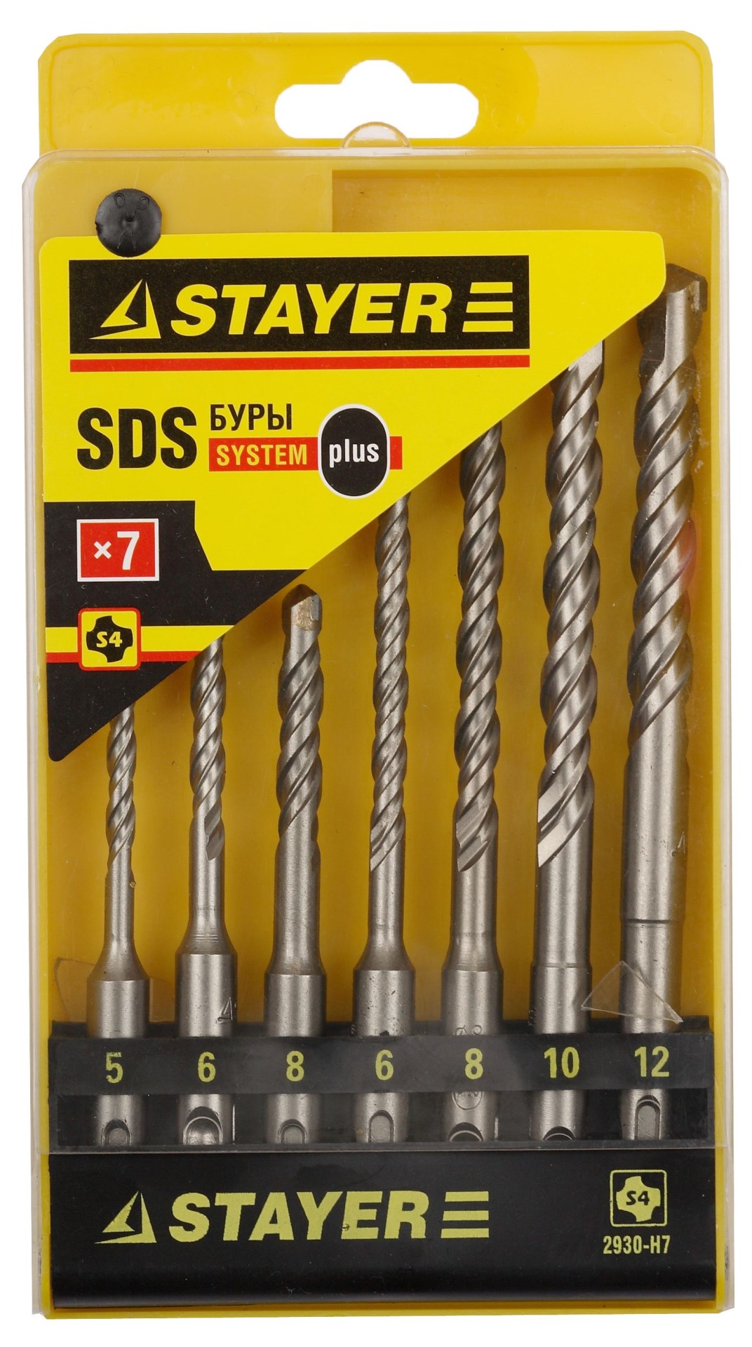 STAYER 7 шт: 5/6/8+R[-36]C:RCx110. 6/8/10/12х160 мм, набор SDS-plus буров, Professional (2930-H7) — фото 2