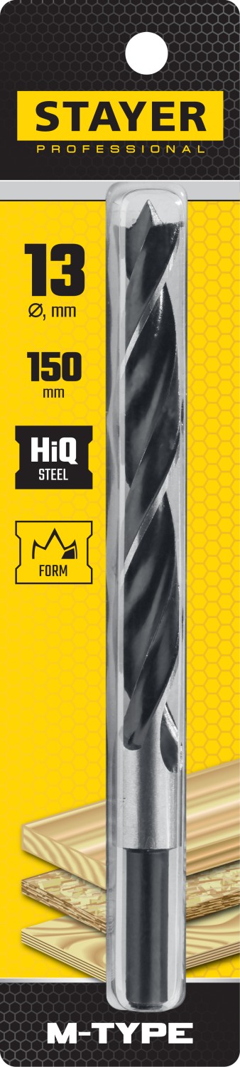 STAYER M-type, 13.0 x 150/95 мм, М-образная заточка, спиральное сверло по дереву (2942-150-13) — фото 2