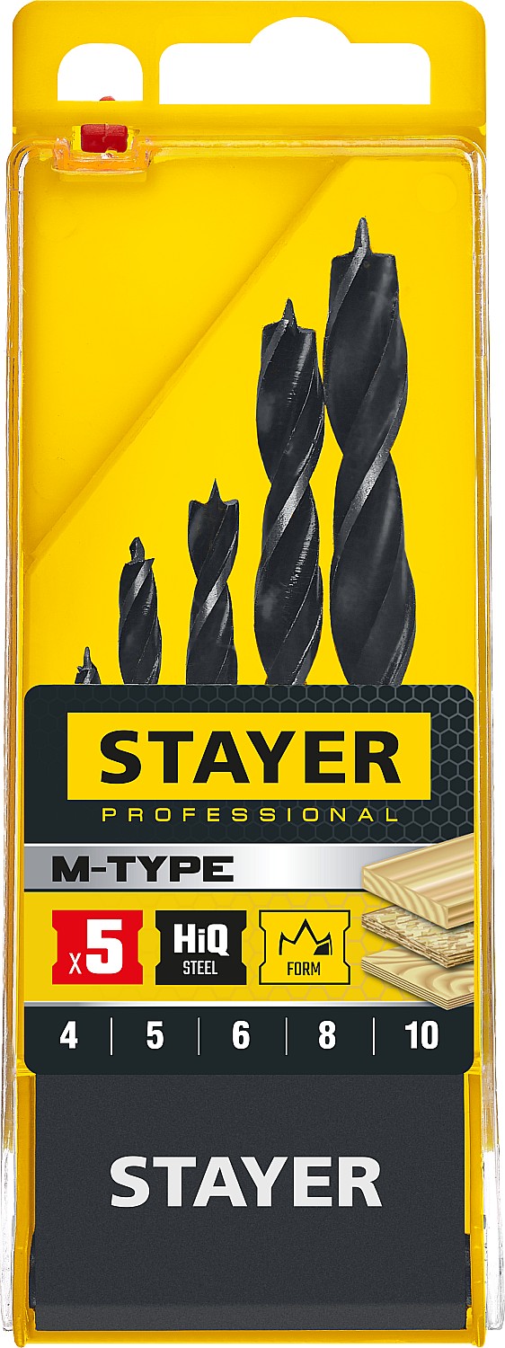 STAYER M-type, 5 шт: 4-5-6-8-10 мм, набор сверл спиральных по дереву (2942-H5) — фото 3