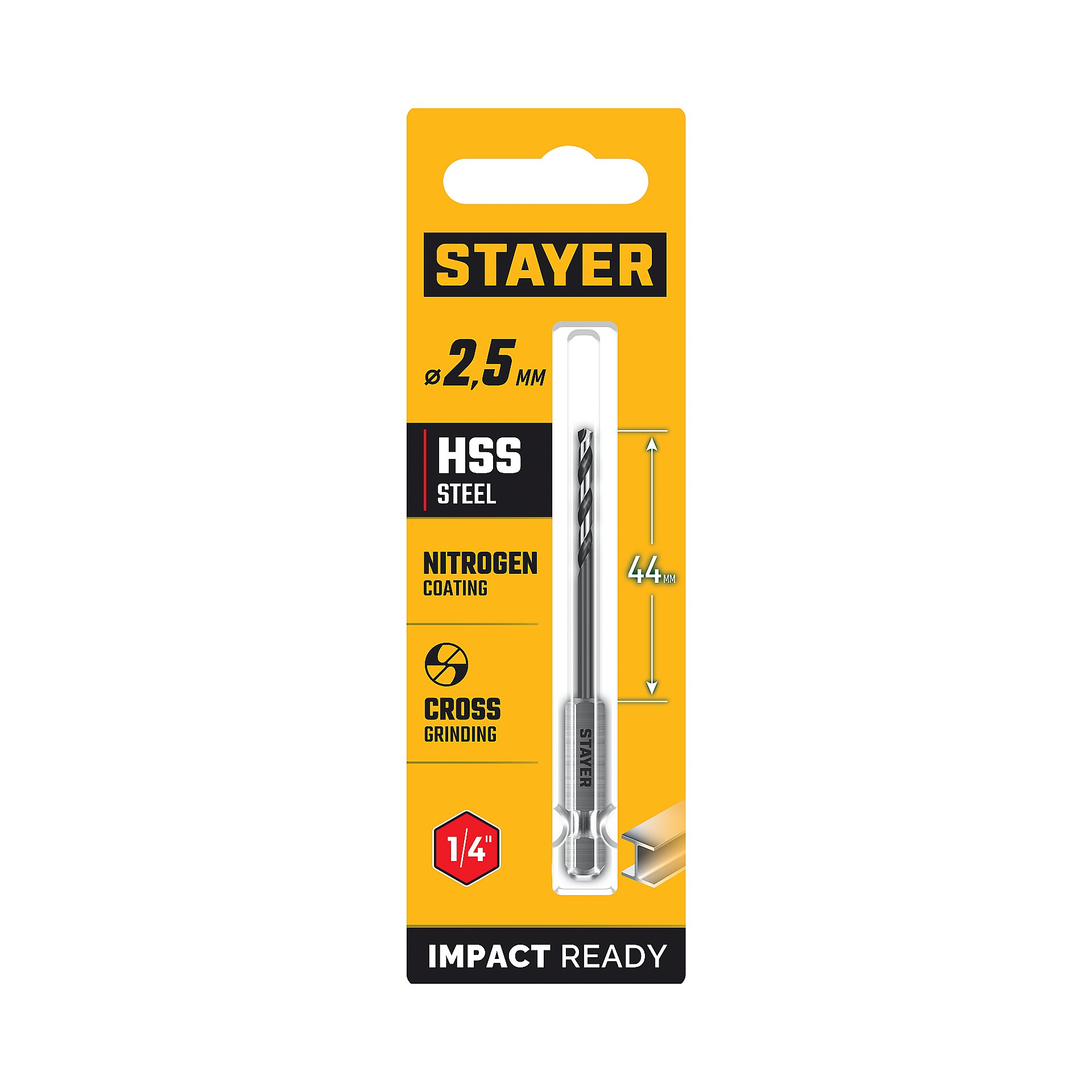 STAYER НЕХ-1/4″, d 2.5 х 79 мм, сверло по металлу для винтовёртов и шуруповертов IMPACT READY (29603-2.5) — фото 6