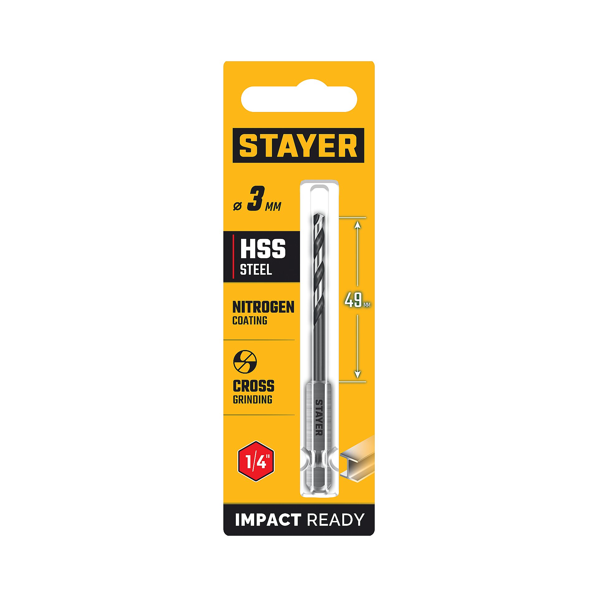 STAYER НЕХ-1/4″, d 3.0 х 84 мм, сверло по металлу для винтовёртов и шуруповертов IMPACT READY (29603-3) — фото 6
