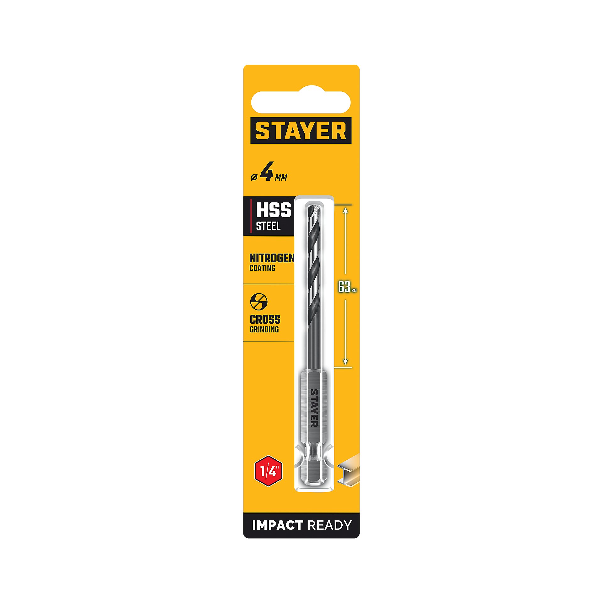 STAYER НЕХ-1/4″, d 4.0 х 98 мм, сверло по металлу для винтовёртов и шуруповертов IMPACT READY (29603-4) — фото 6