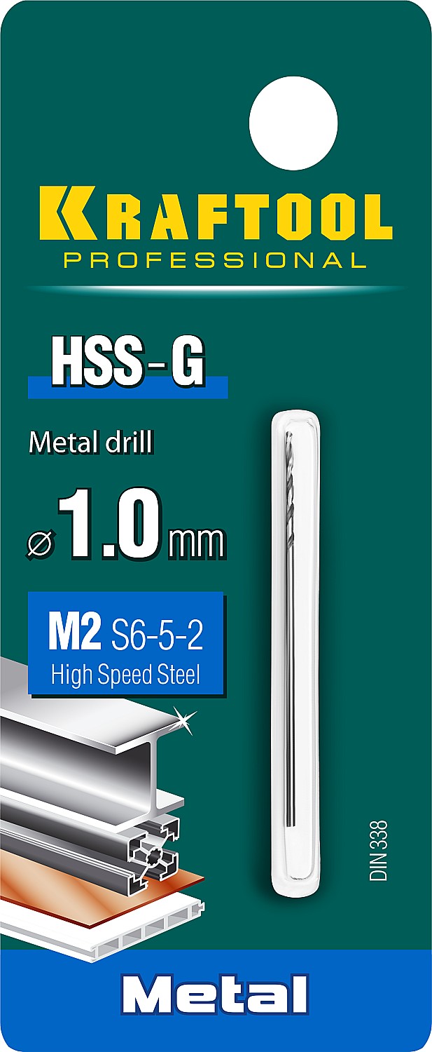 KRAFTOOL HSS-G, 1.0 х 34 мм, сталь P6M5, сверло по металлу (29651-1) — фото 3