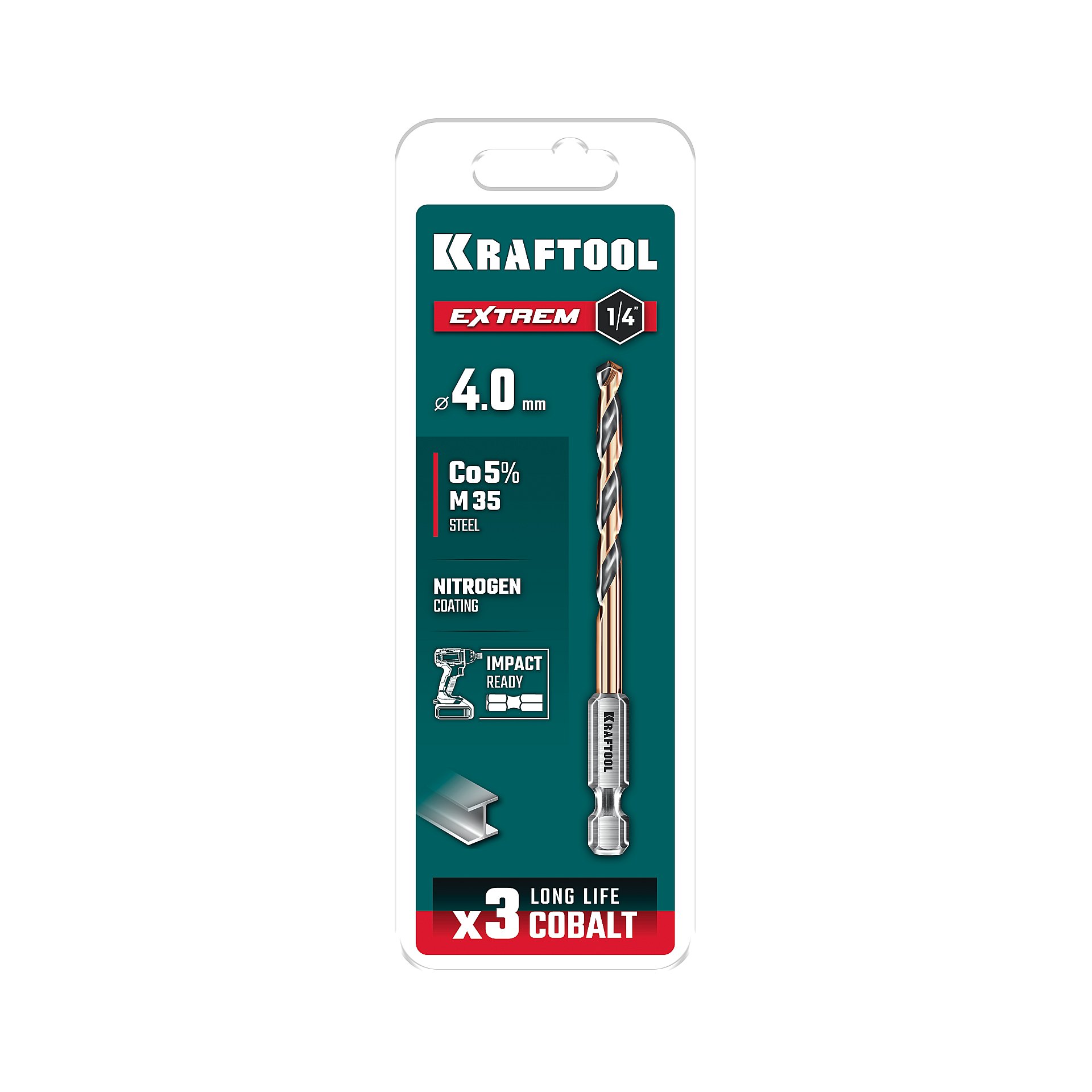 KRAFTOOL НЕХ-1/4″, d 4.0 х 83 мм, сверло по металлу для винтовёртов и шуруповертов IMPACT READY (29652-4) — фото 7