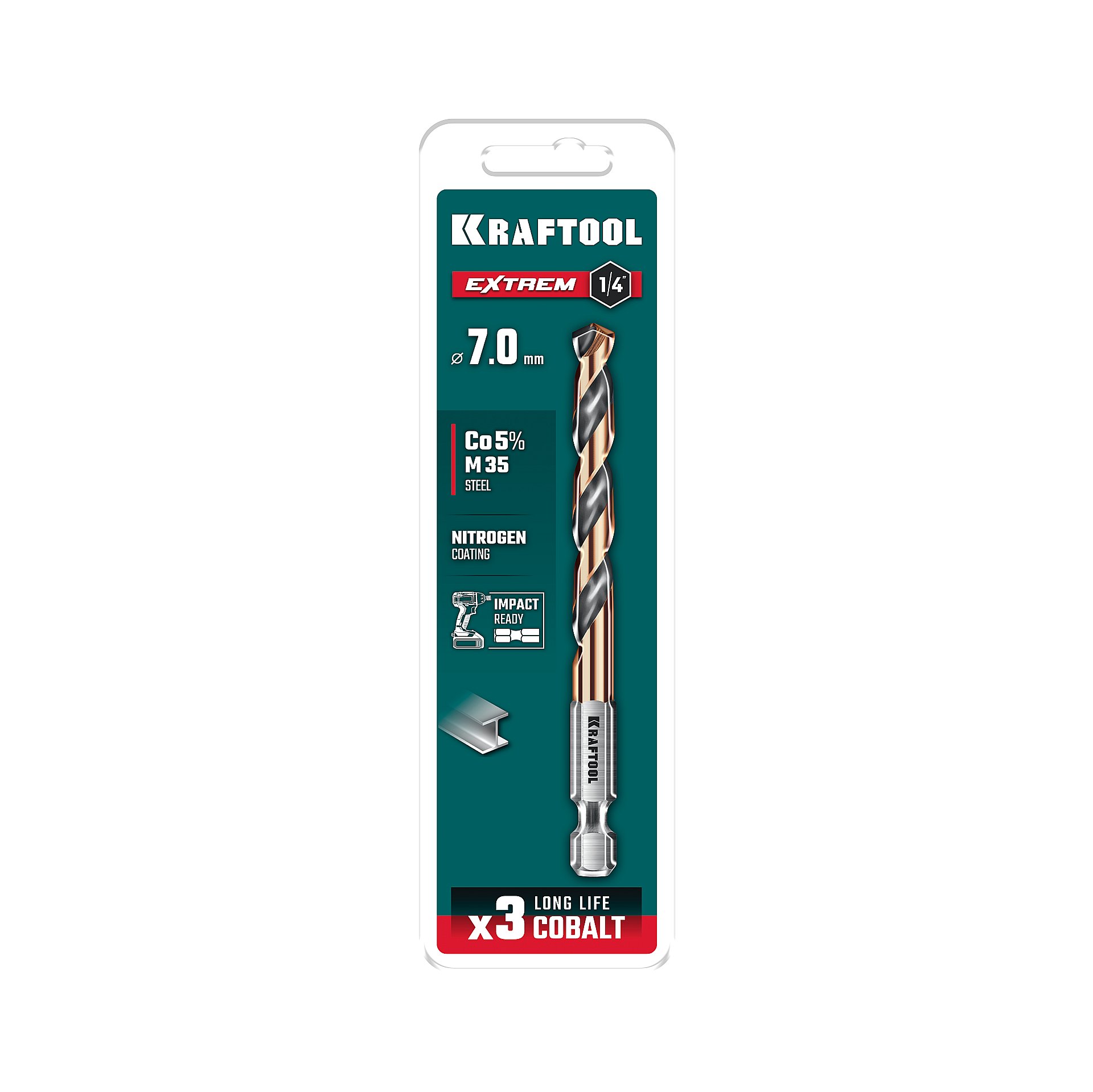 KRAFTOOL НЕХ-1/4″, d 7.0 х 109 мм, сверло по металлу для винтовёртов и шуруповертов IMPACT READY (29652-7) — фото 7