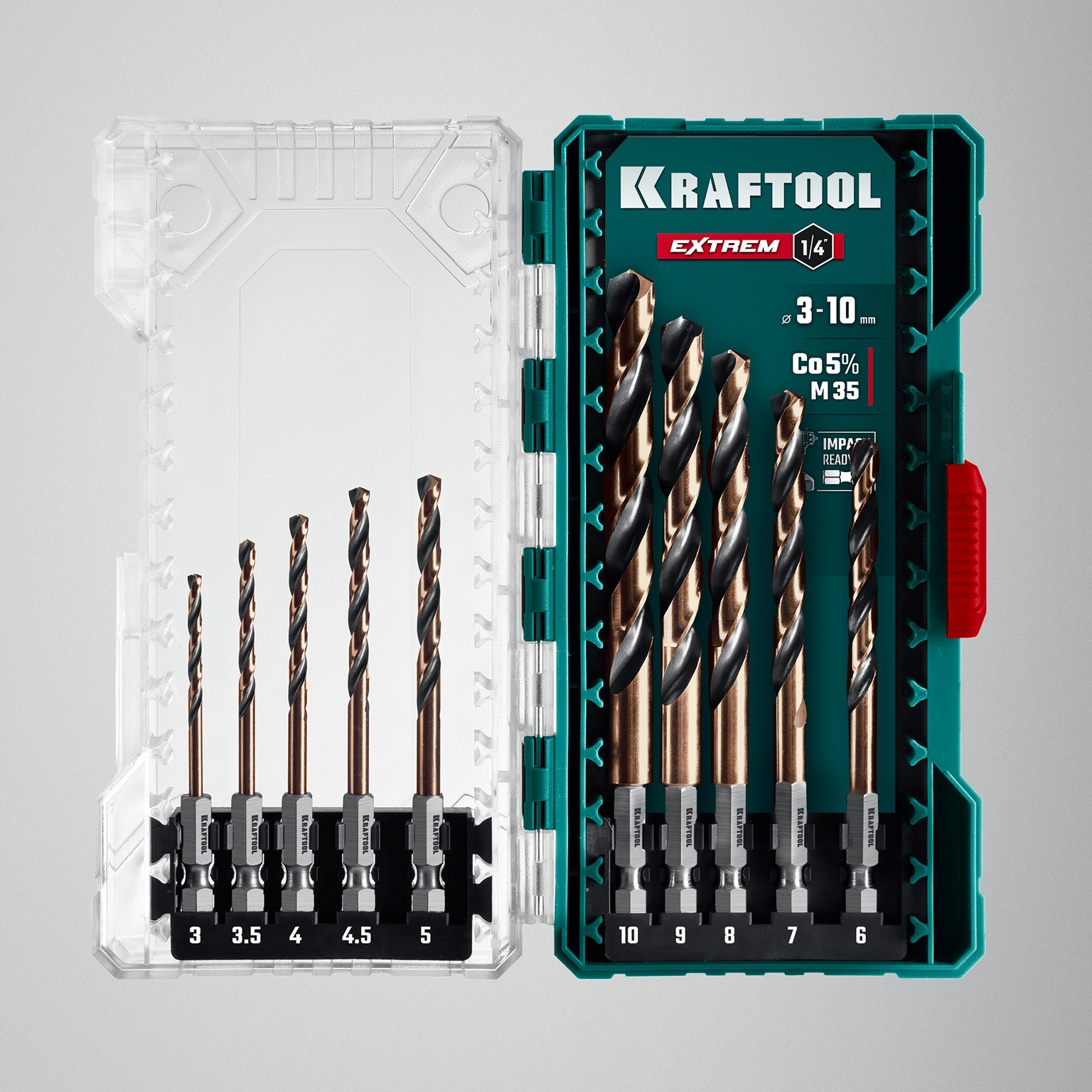 KRAFTOOL НЕХ-1/4″, 10 шт, набор сверл по металлу для винтовёртов и шуруповертов IMPACT READY (29652-H10) — фото 6