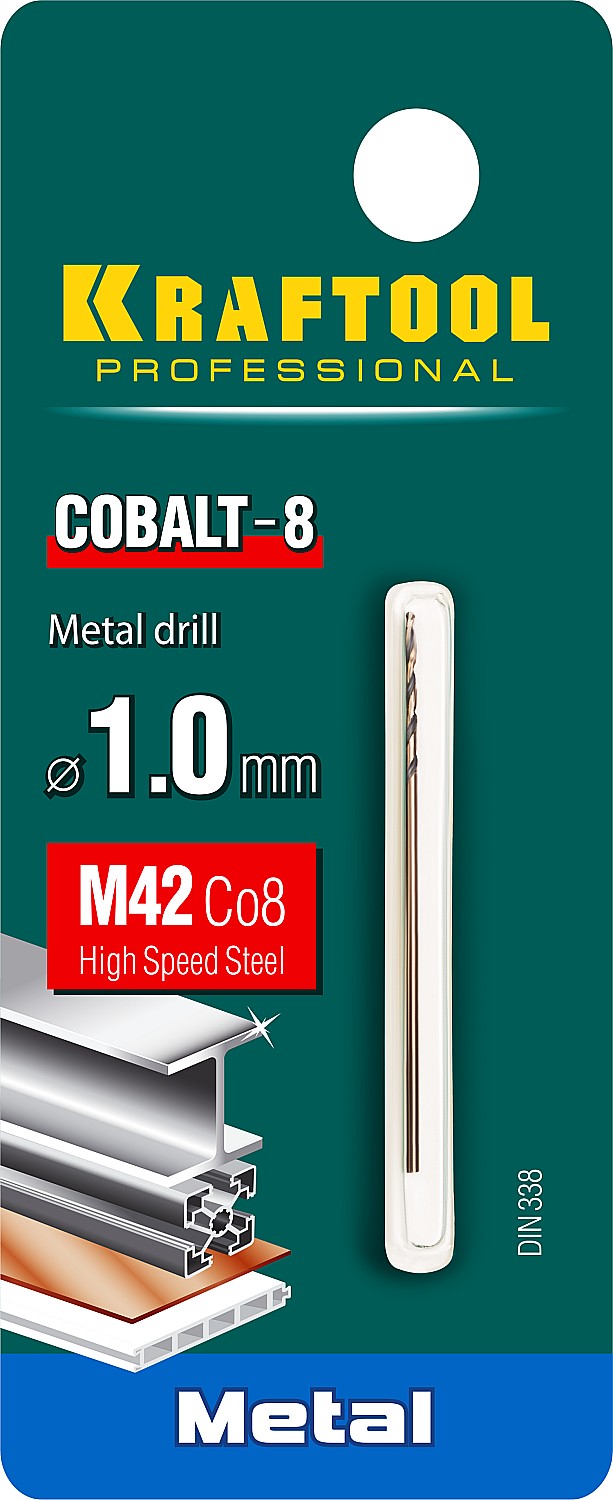KRAFTOOL COBALT-8, 1.0 х 40 мм, сталь М42, HSS-Co(8%), сверло по металлу (29656-1) — фото 3