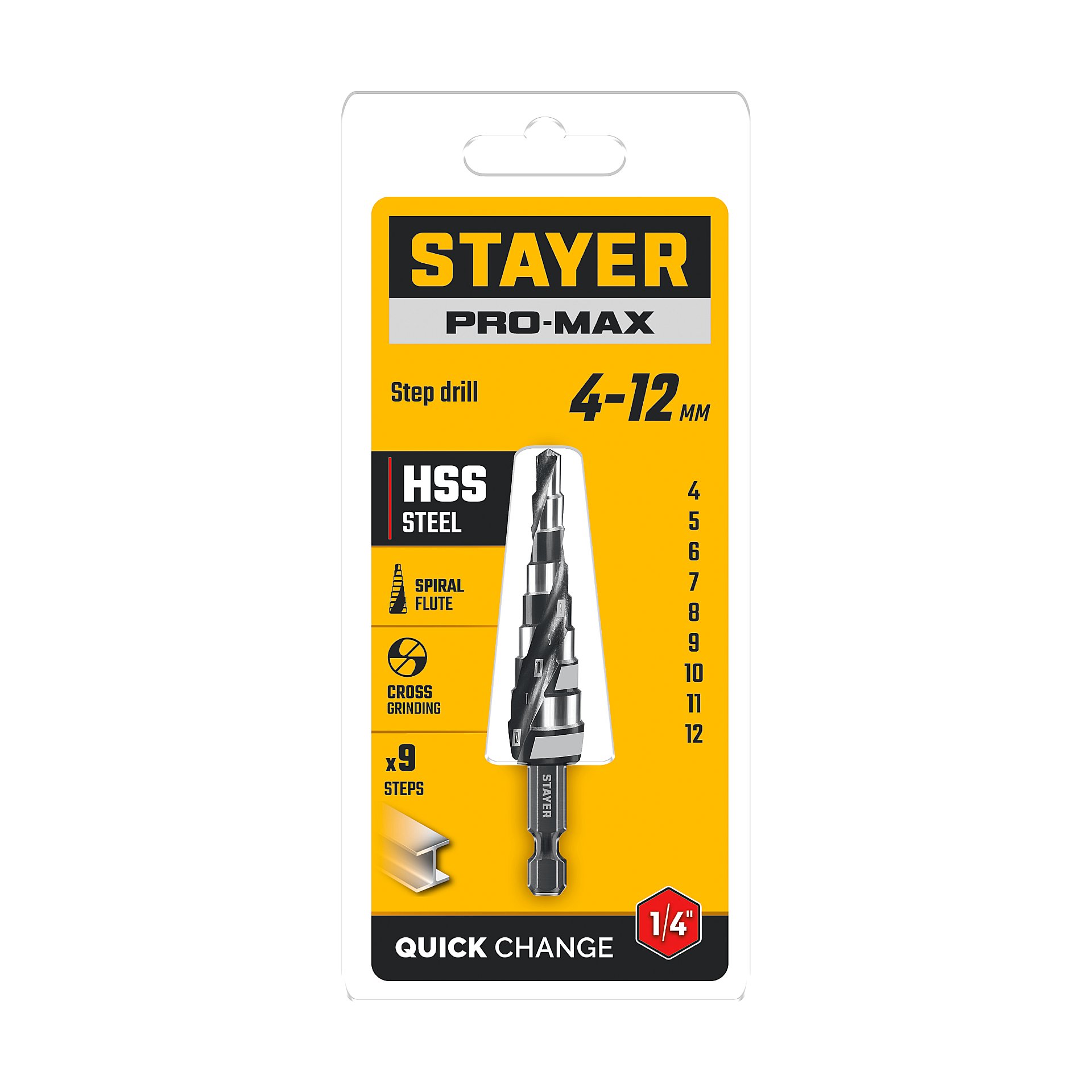 STAYER Pro-Max 4-12мм, 9 ступеней, винтовая спираль, сверло ступенчатое (29661-4-12-9) — фото 6