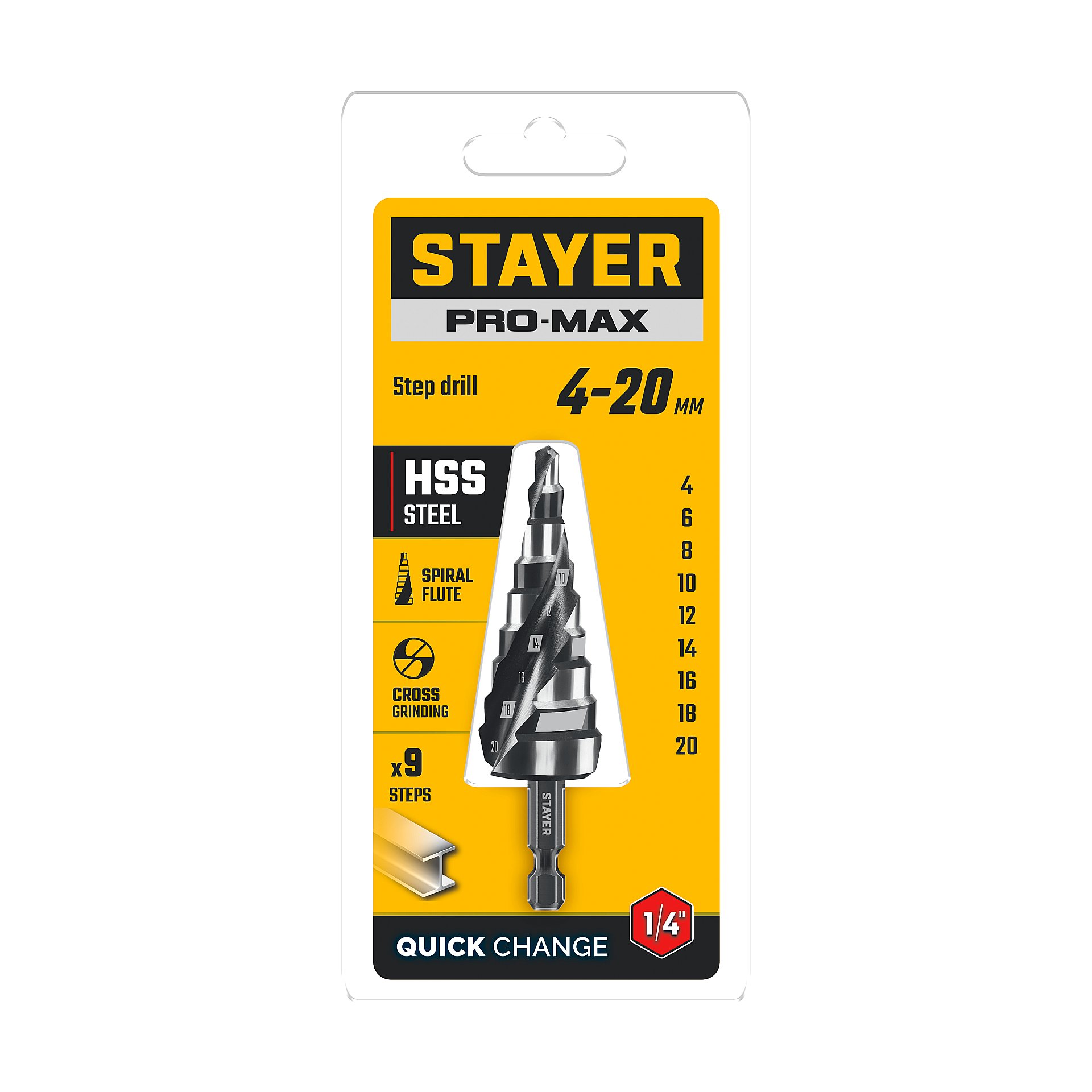 STAYER Pro-Max 4-20мм, 9 ступеней, винтовая спираль, сверло ступенчатое (29661-4-20-9) — фото 6