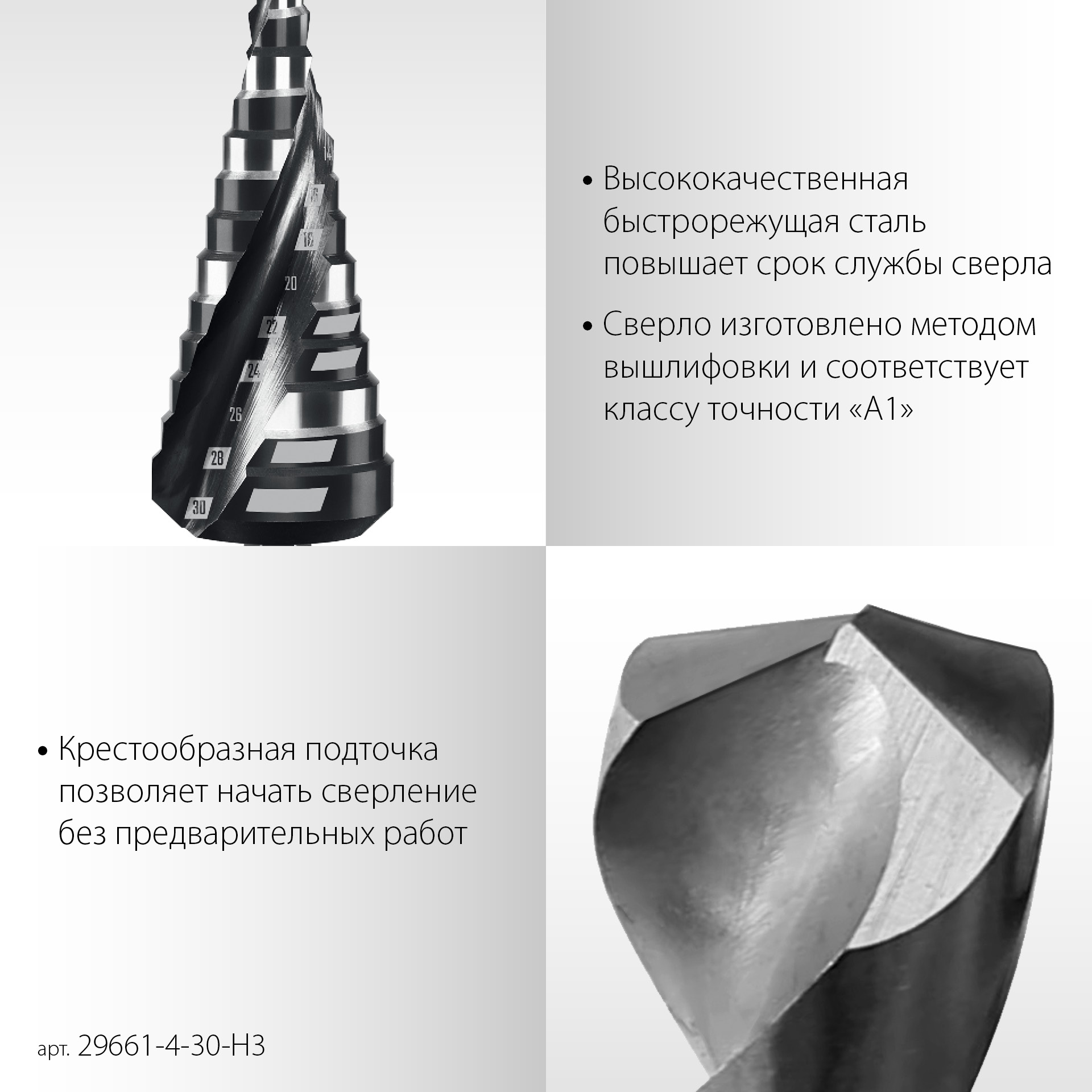 STAYER Pro-Max 3 шт, 4-30мм, винтовая спираль, набор сверл ступенчатых (29661-4-30-H3) — фото 4