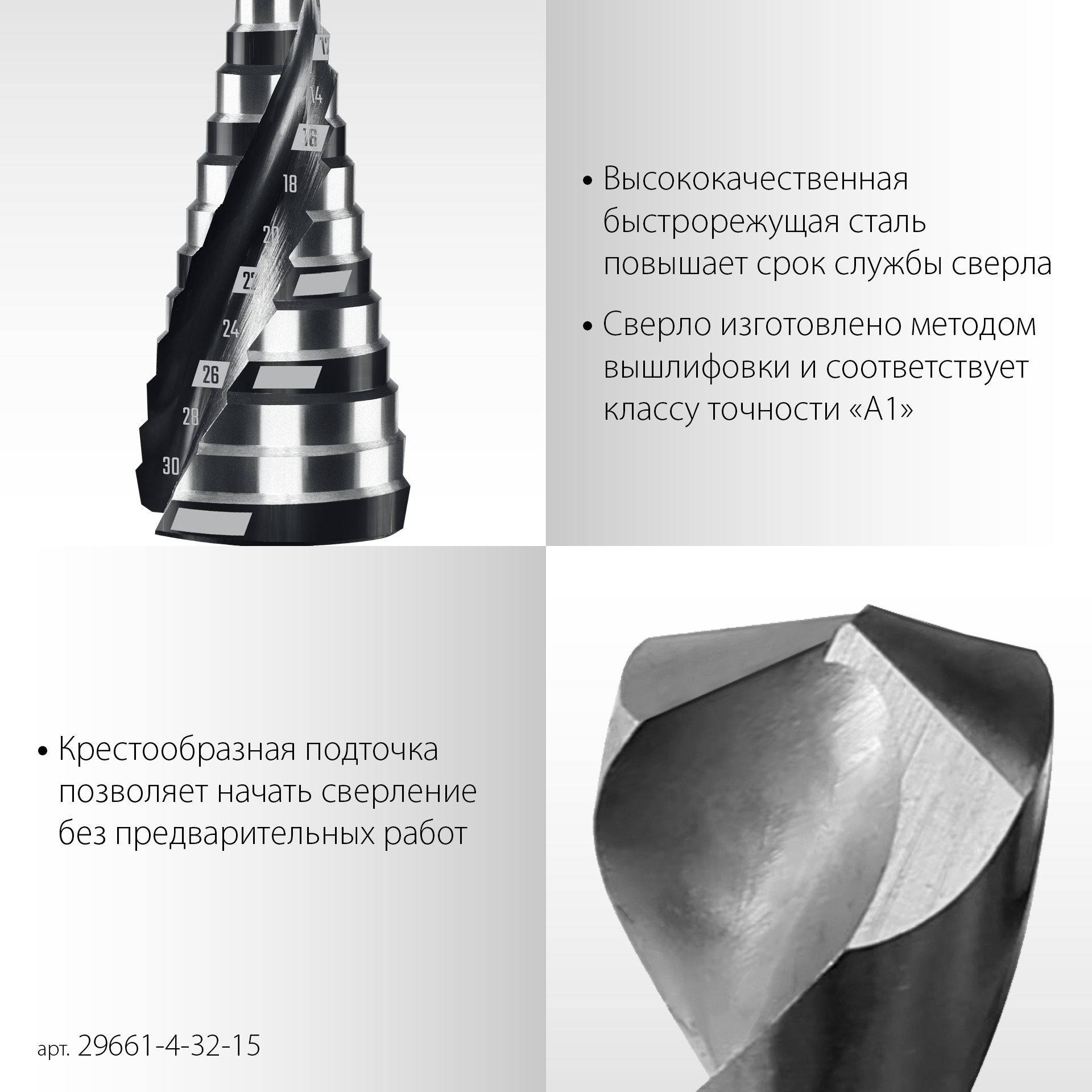 STAYER Pro-Max 4-32мм, 15 ступеней, винтовая спираль, сверло ступенчатое (29661-4-32-15) — фото 4