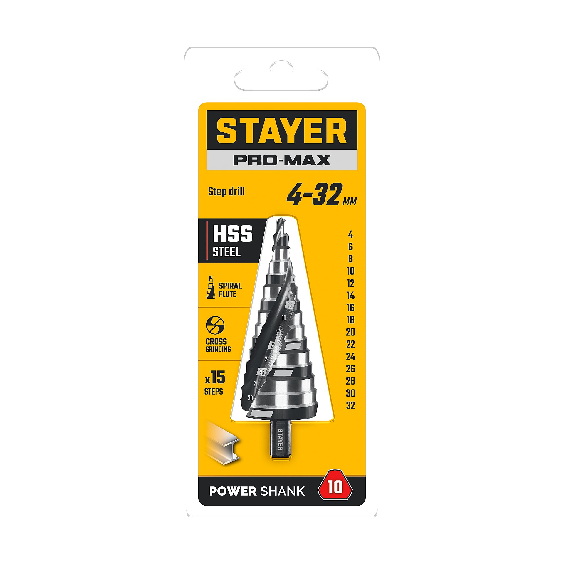 STAYER Pro-Max 4-32мм, 15 ступеней, винтовая спираль, сверло ступенчатое (29661-4-32-15) — фото 6