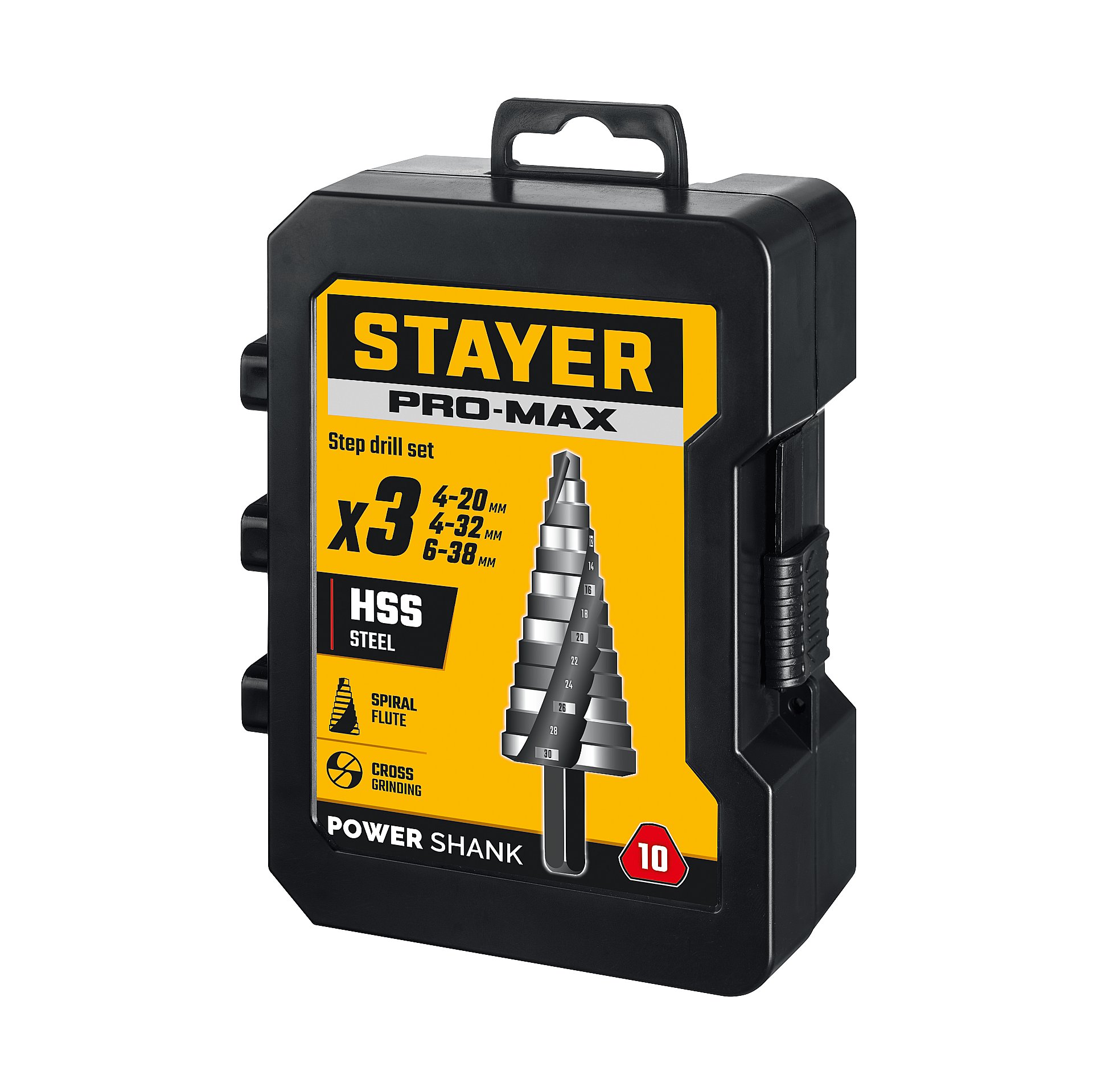 STAYER Pro-Max 3 шт, 4-38мм, винтовая спираль, набор сверл ступенчатых (29661-4-38-H3) — фото 6