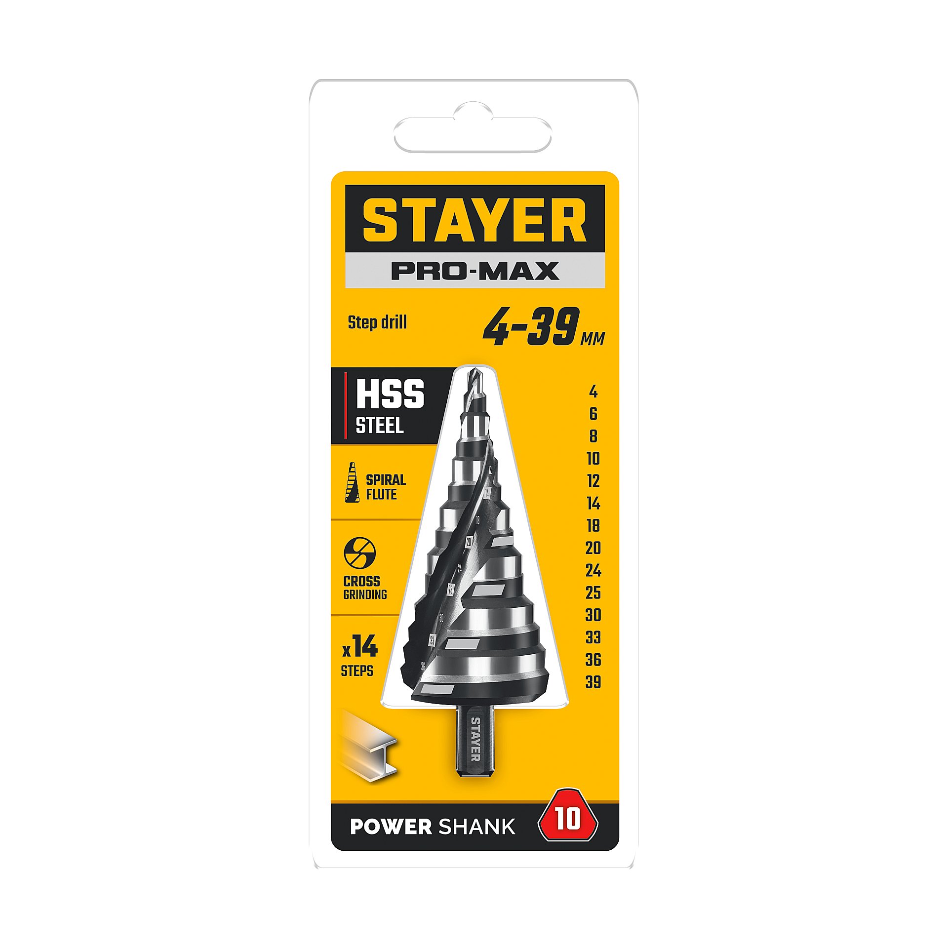 STAYER Pro-Max 4-39мм, 14 ступеней, винтовая спираль, сверло ступенчатое (29661-4-39-14) — фото 6