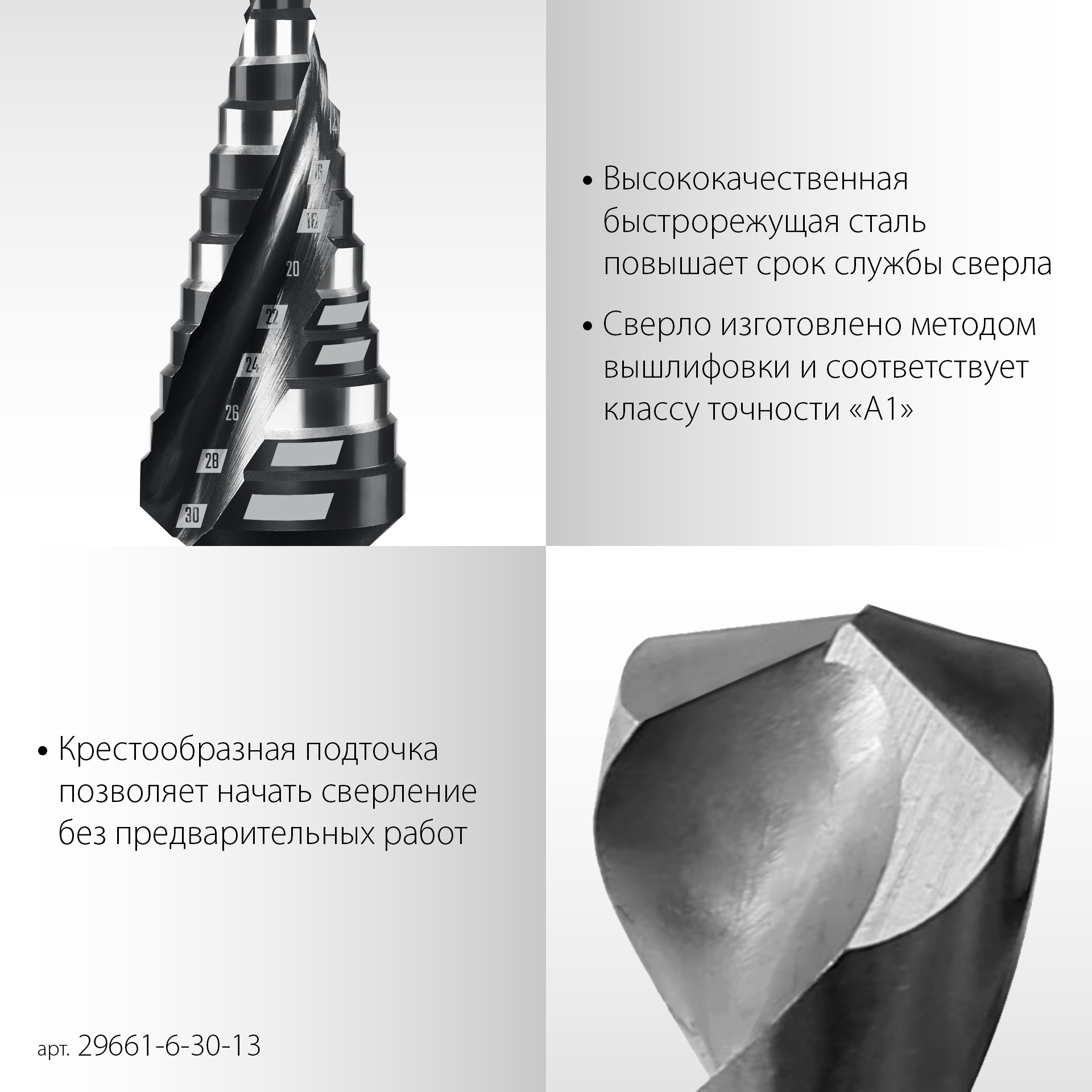STAYER Pro-Max 6-30мм, 13 ступеней, винтовая спираль, сверло ступенчатое (29661-6-30-13) — фото 4