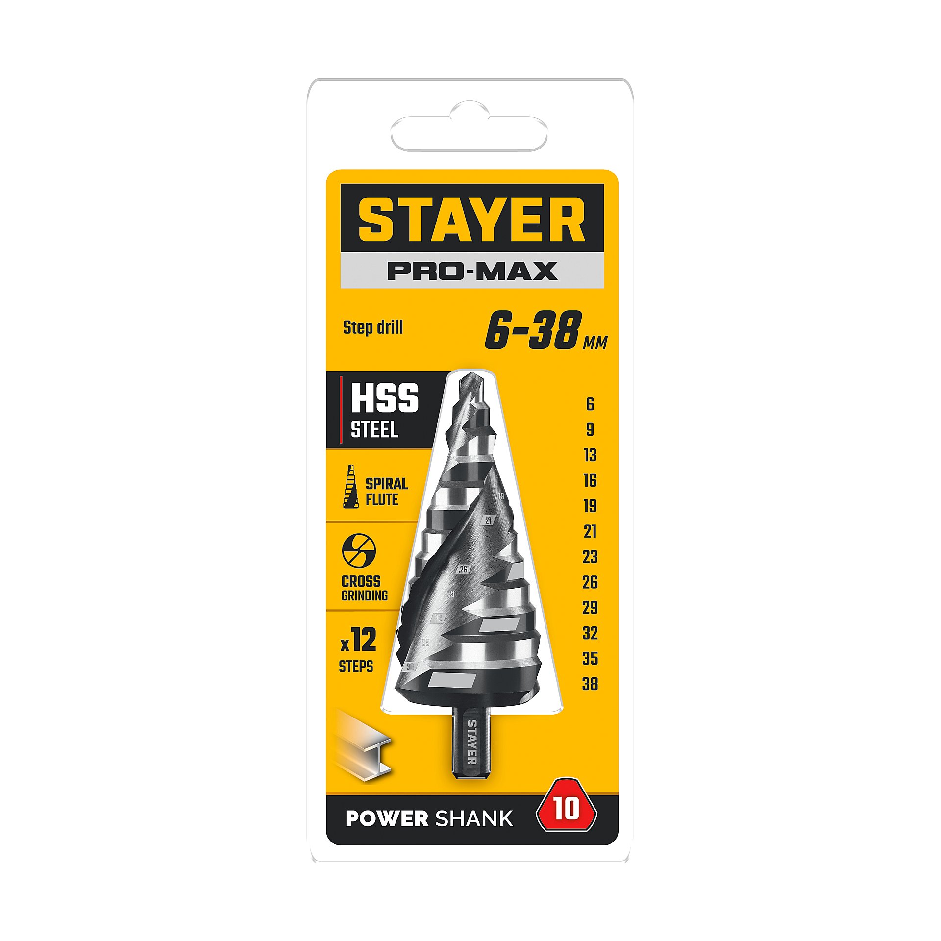 STAYER Pro-Max 6-38мм, 12 ступеней, винтовая спираль, сверло ступенчатое (29661-6-38-12) — фото 6