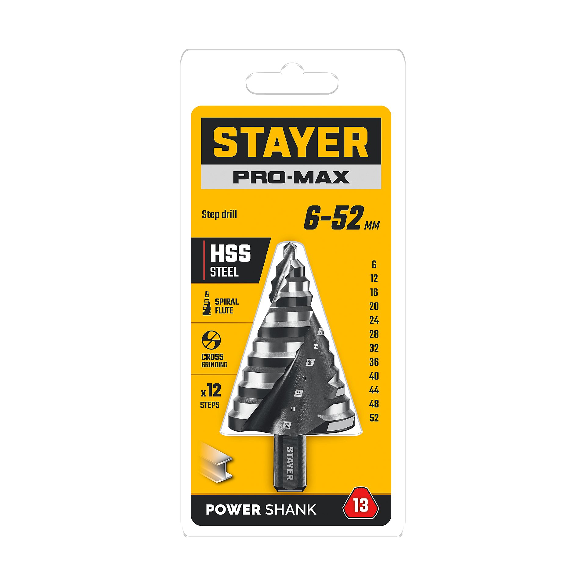 STAYER Pro-Max 6-52мм, 12 ступеней, винтовая спираль, сверло ступенчатое (29661-6-52-12) — фото 6
