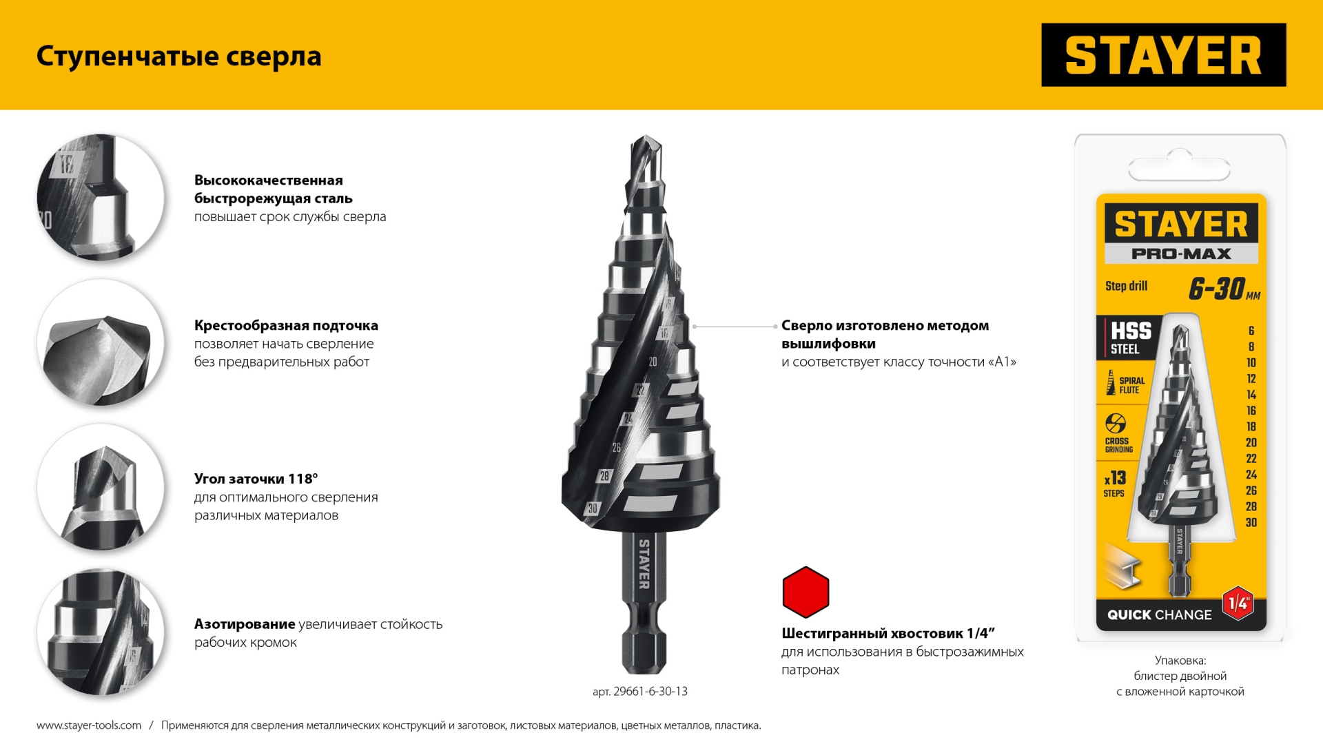 STAYER Pro-Max 6-52мм, 12 ступеней, винтовая спираль, сверло ступенчатое (29661-6-52-12) — фото 9