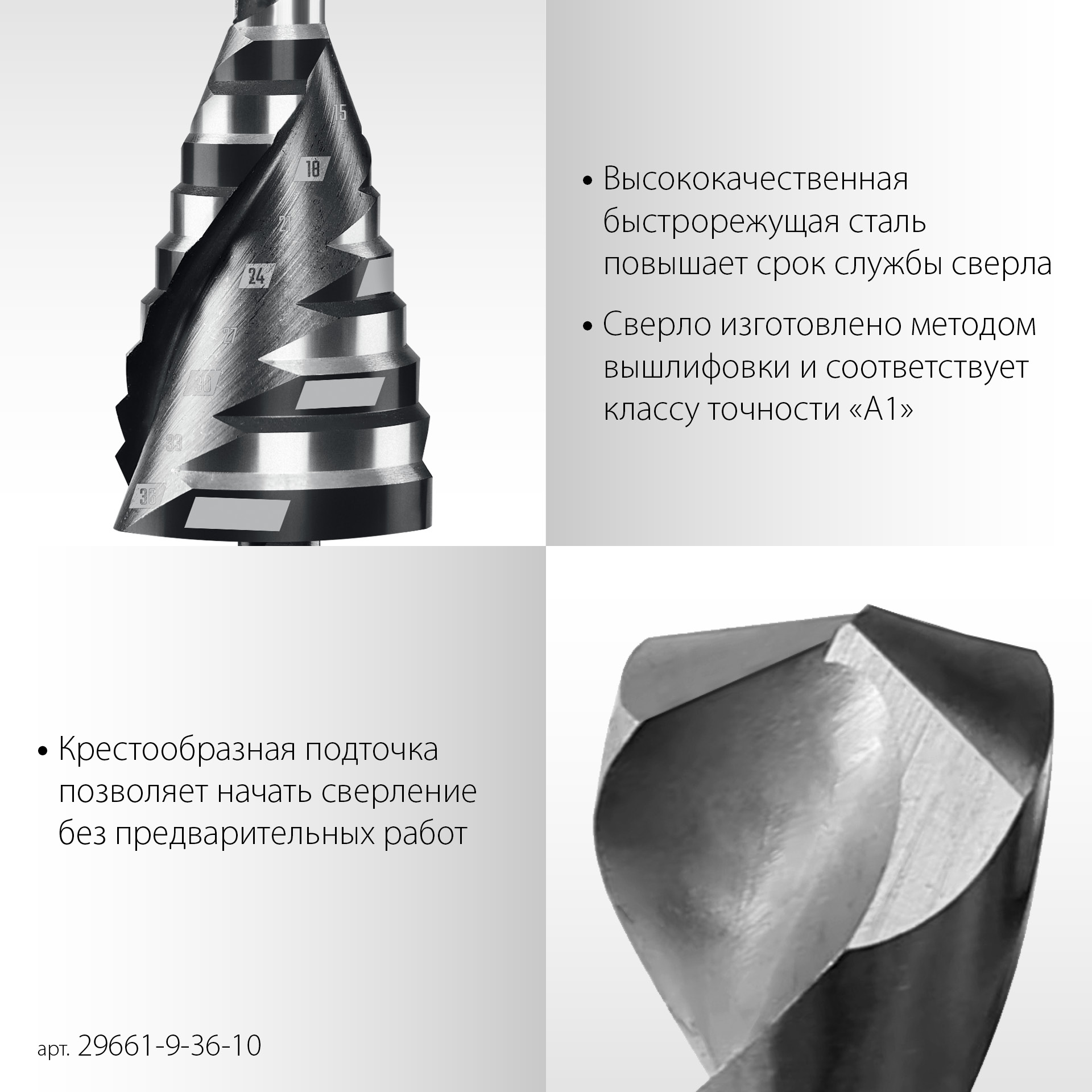 STAYER Pro-Max 9-36мм, 10 ступеней, винтовая спираль, сверло ступенчатое (29661-9-36-10) — фото 4