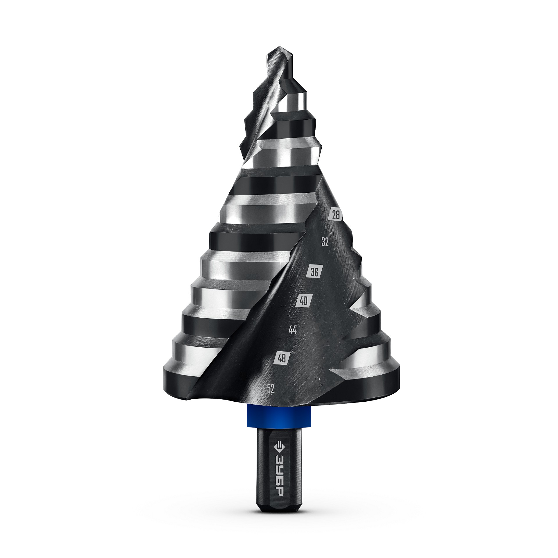 ЗУБР BLACK FORCE 6-52мм, 12 ступеней, винтовая проточка, сверло ступенчатое, ПРОФЕССИОНАЛ (29671-6-52-12)